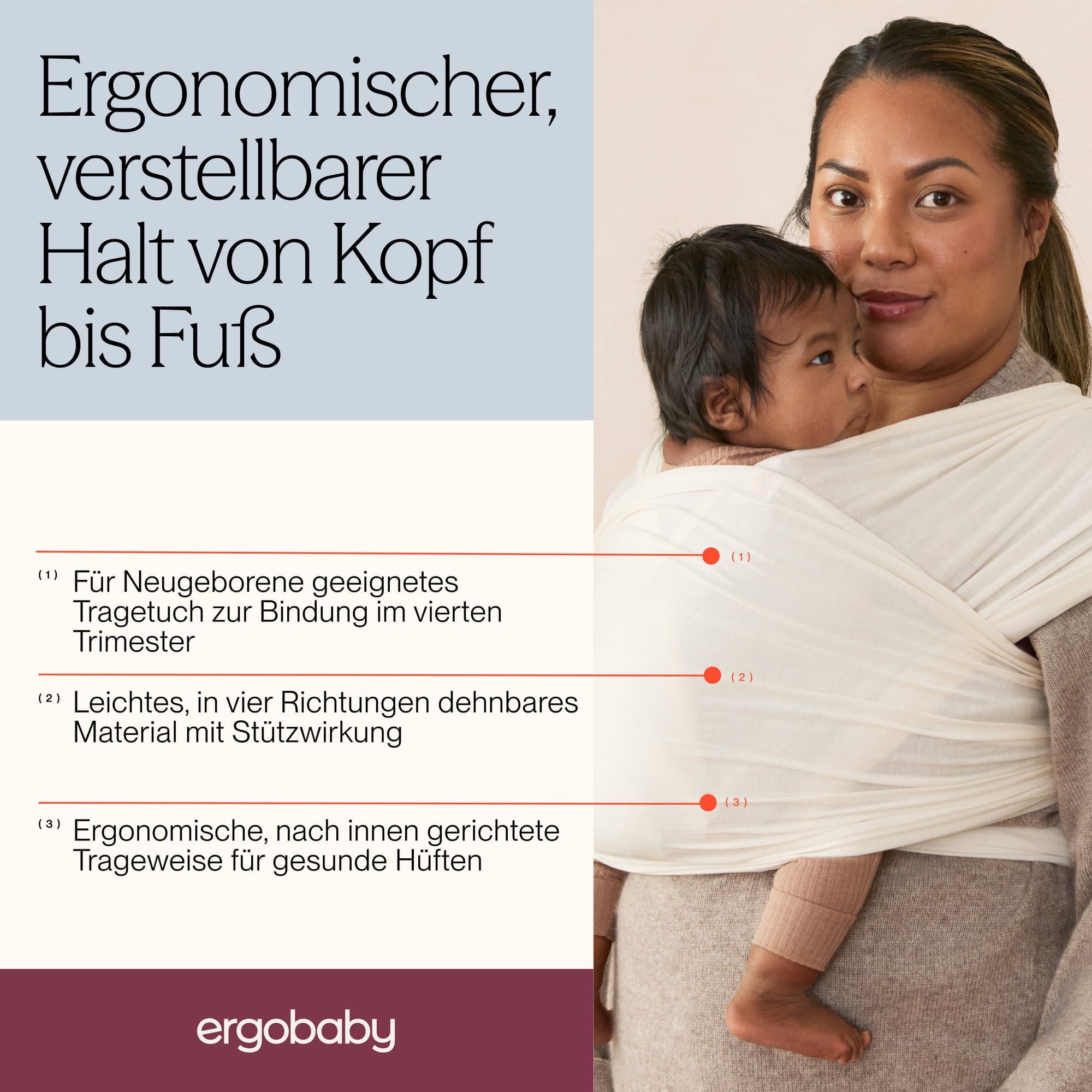 Tragetücher, ERGObaby, Grau – Produktansicht