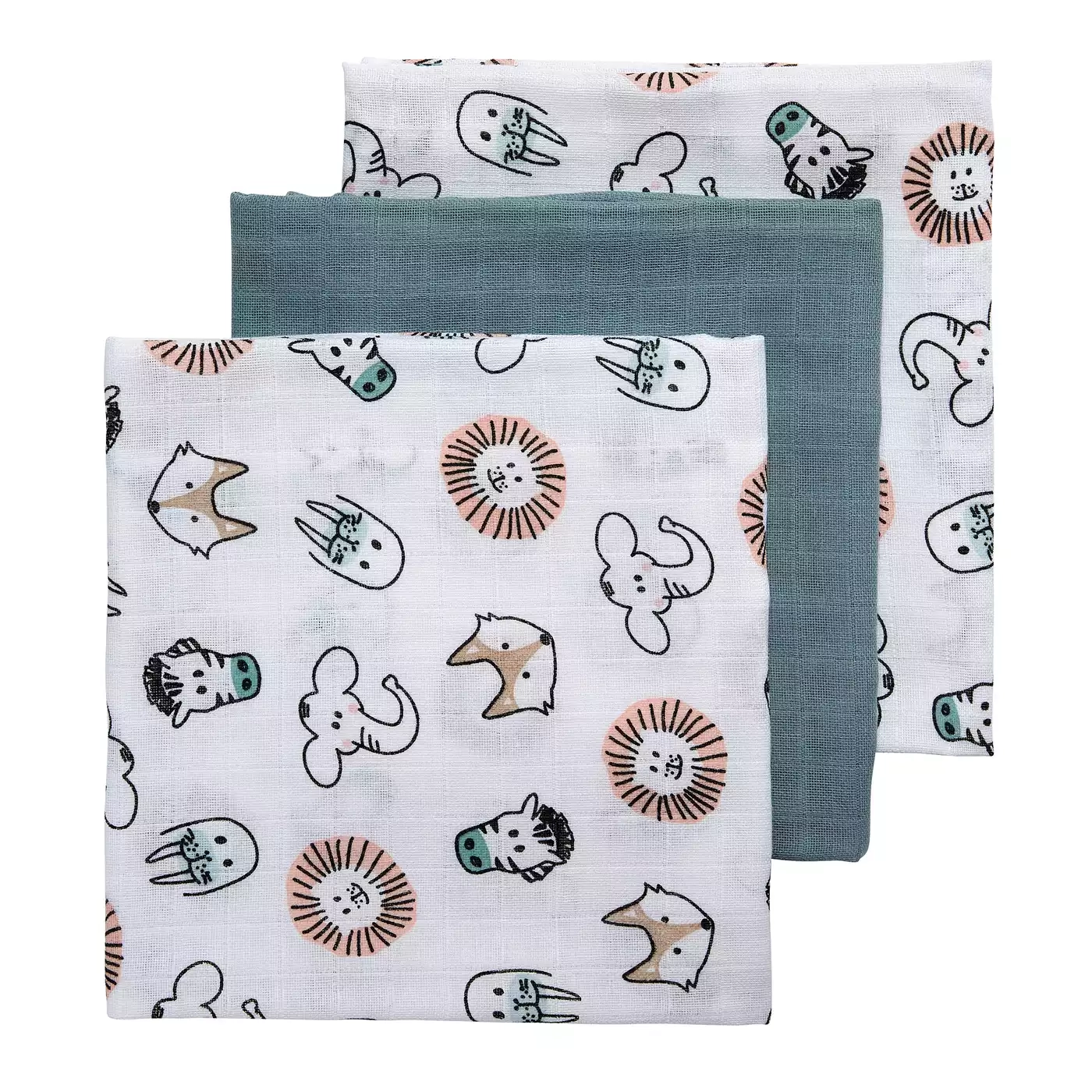 Mullwindeln, MEYCO, Grün – Besonderheit: hochwertige Musselinwindeln von Meyco im günstigen 3er-Set