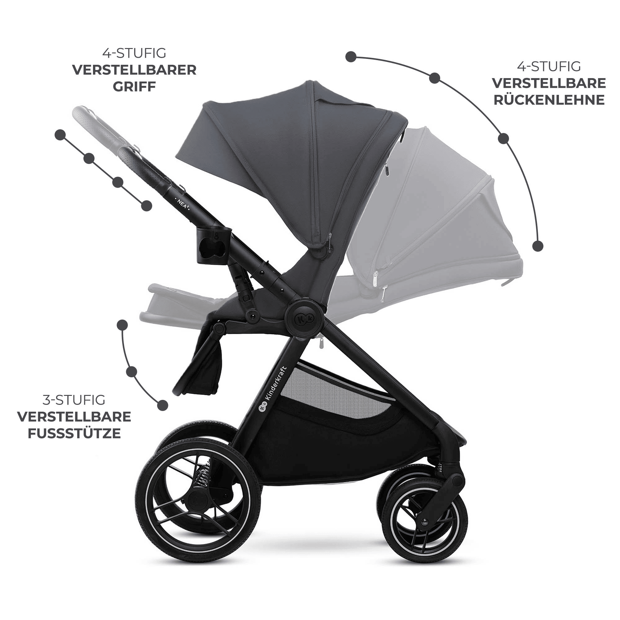 Kombi-Kinderwagen, Kinderkraft, Grau – Produktansicht
