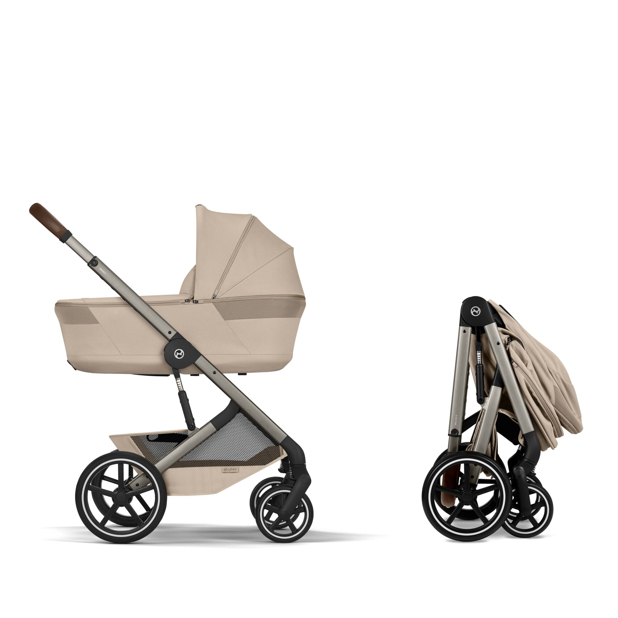 Kombi-Kinderwagen, cybex, Beige – Besonderheit: faltbare Babywanne