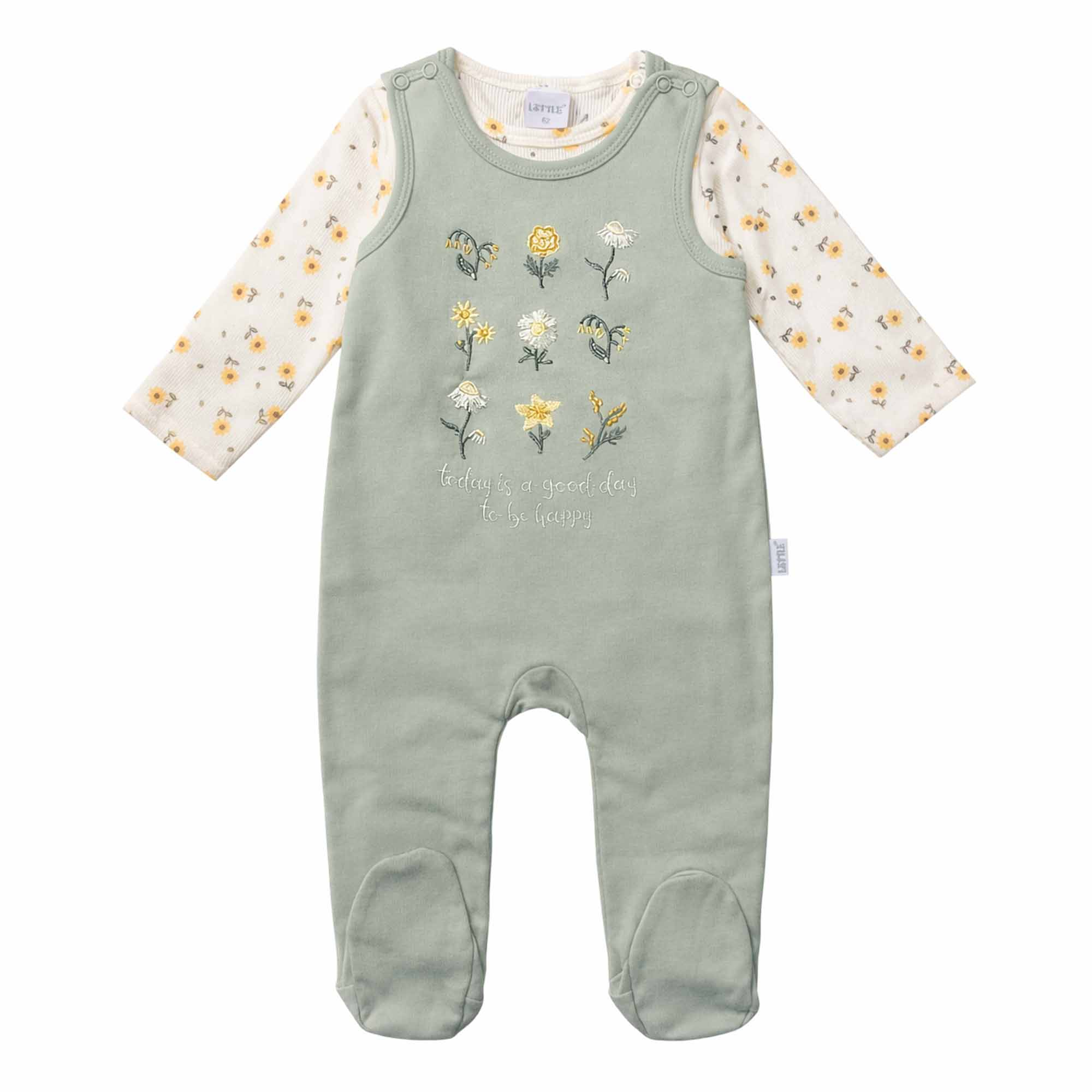 Strampler, LITTLE, Grün – Besonderheit: Set bestehend aus Strampler und Langarmshirt