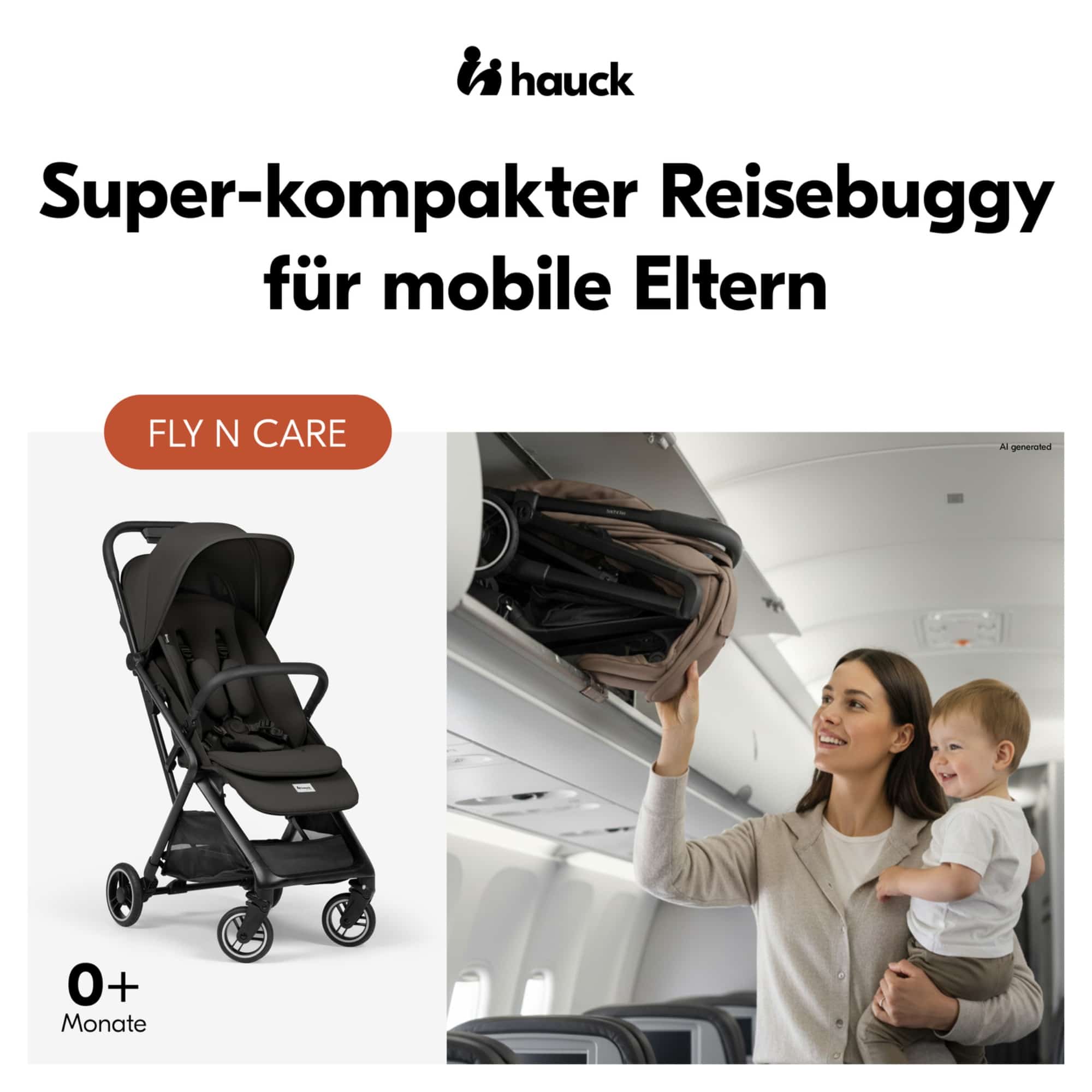 Reisebuggys, hauck, Schwarz – Besonderheit: perfekt für Zug und Flugzeug, ab Geburt bis ca. 22 kg