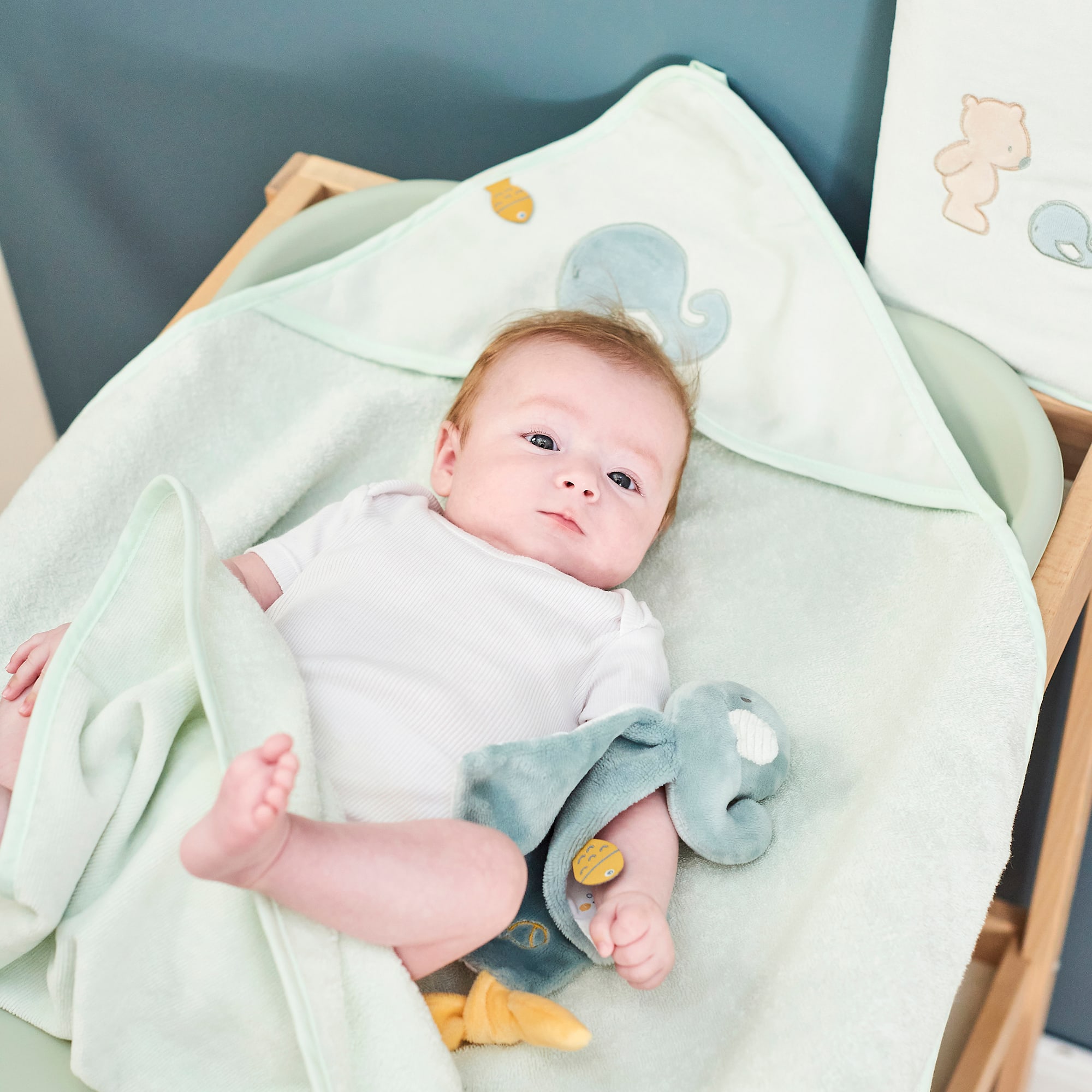 Schmusetücher, Nattou, Grün – Besonderheit: Bänder zum Befestigen des Schnullers