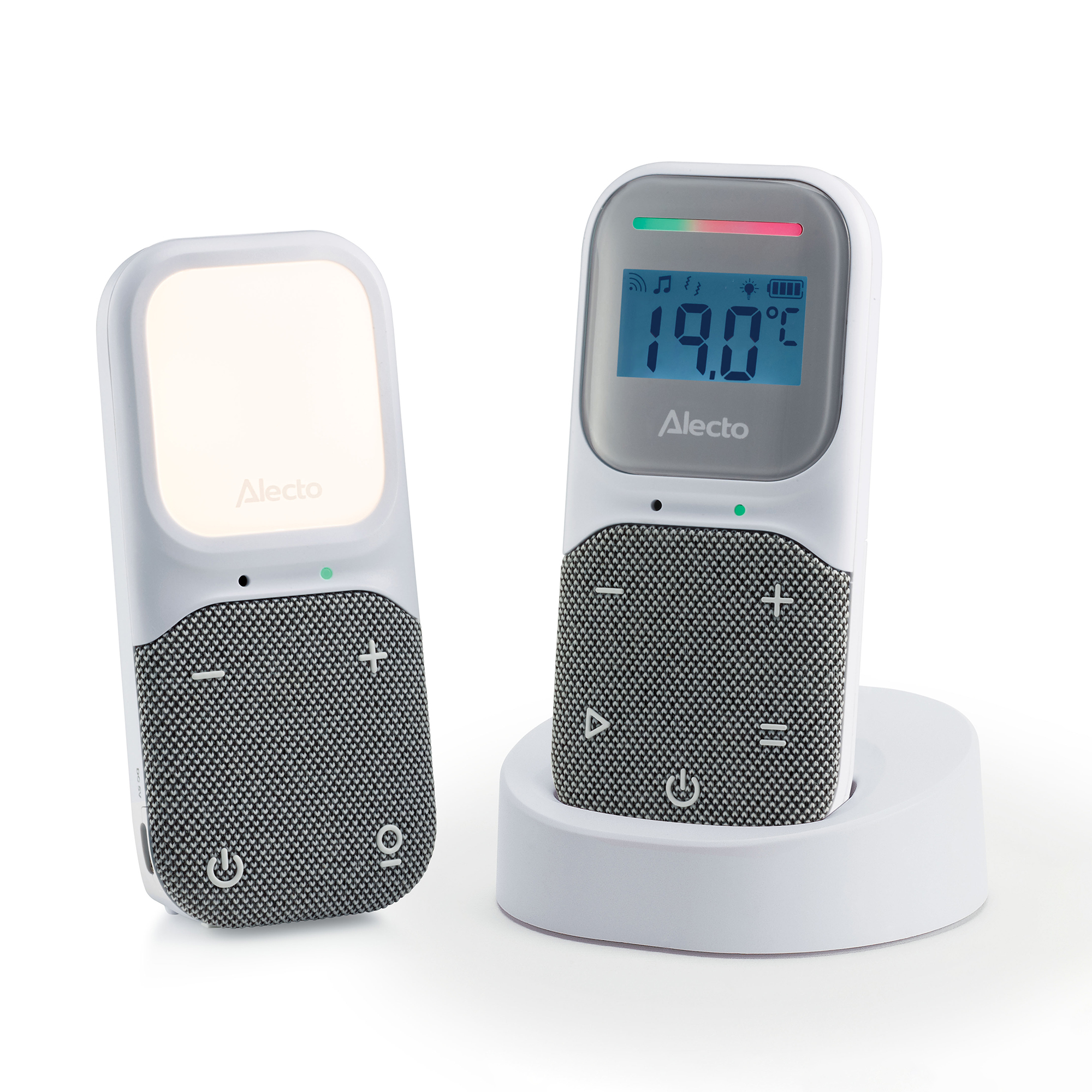 Audio Babyphone, Alecto baby, Weiß – Besonderheit: mit Display, Nachtlicht und Schlafliedern