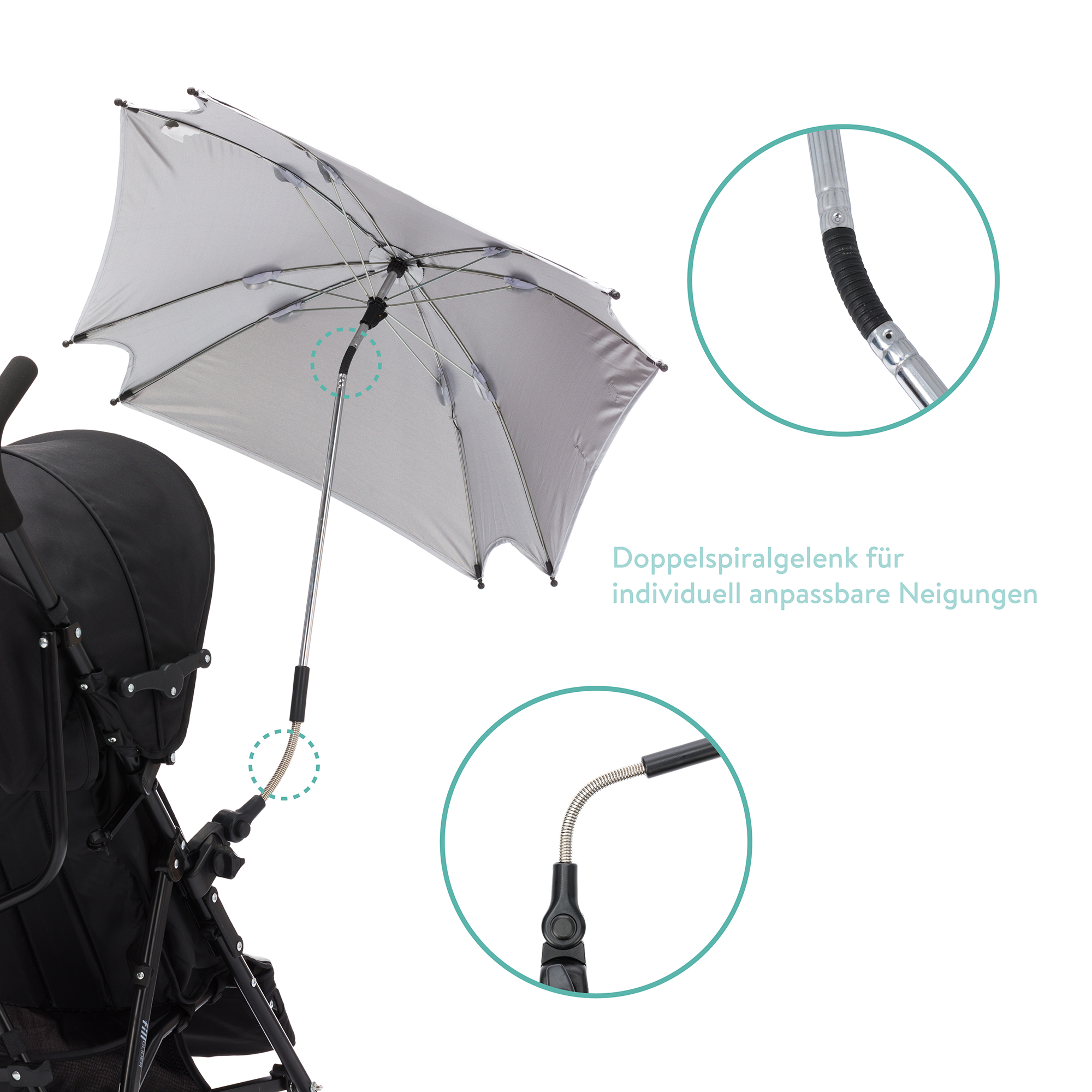 Sonnenschirme für Kinderwagen, LITTLE ONE, Schwarz – Produktansicht