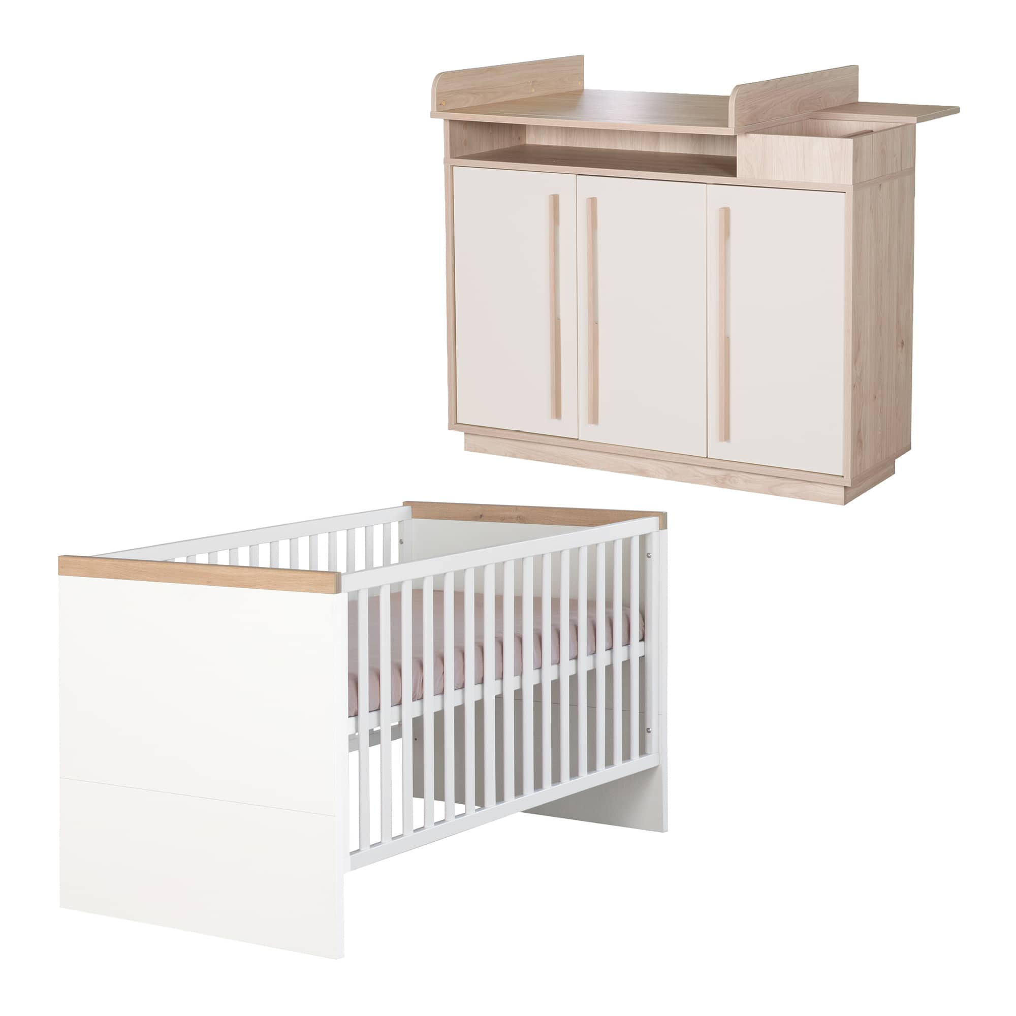 roba, roba, Weiß – Besonderheit: Set bestehend aus Gitterbett und Wickelkommode