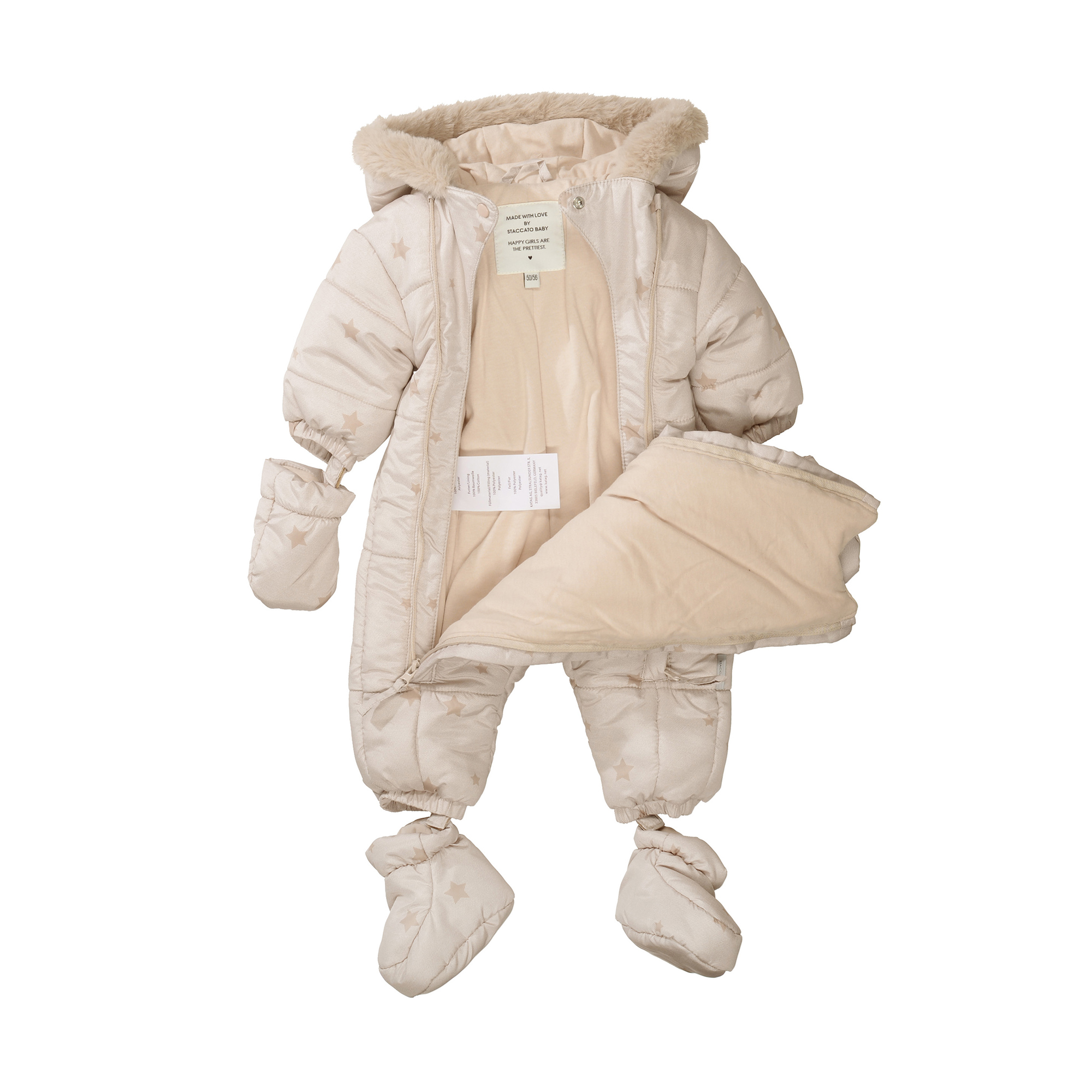 Schneeanzüge, STACCATO, Beige – Besonderheit: abnehmbare Füßlinge und Handschuhe