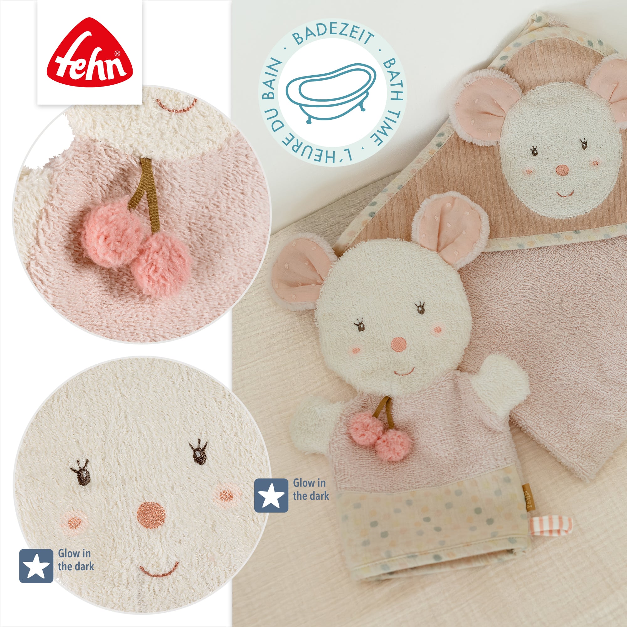 Waschlappen, fehn, Pink – Produktansicht