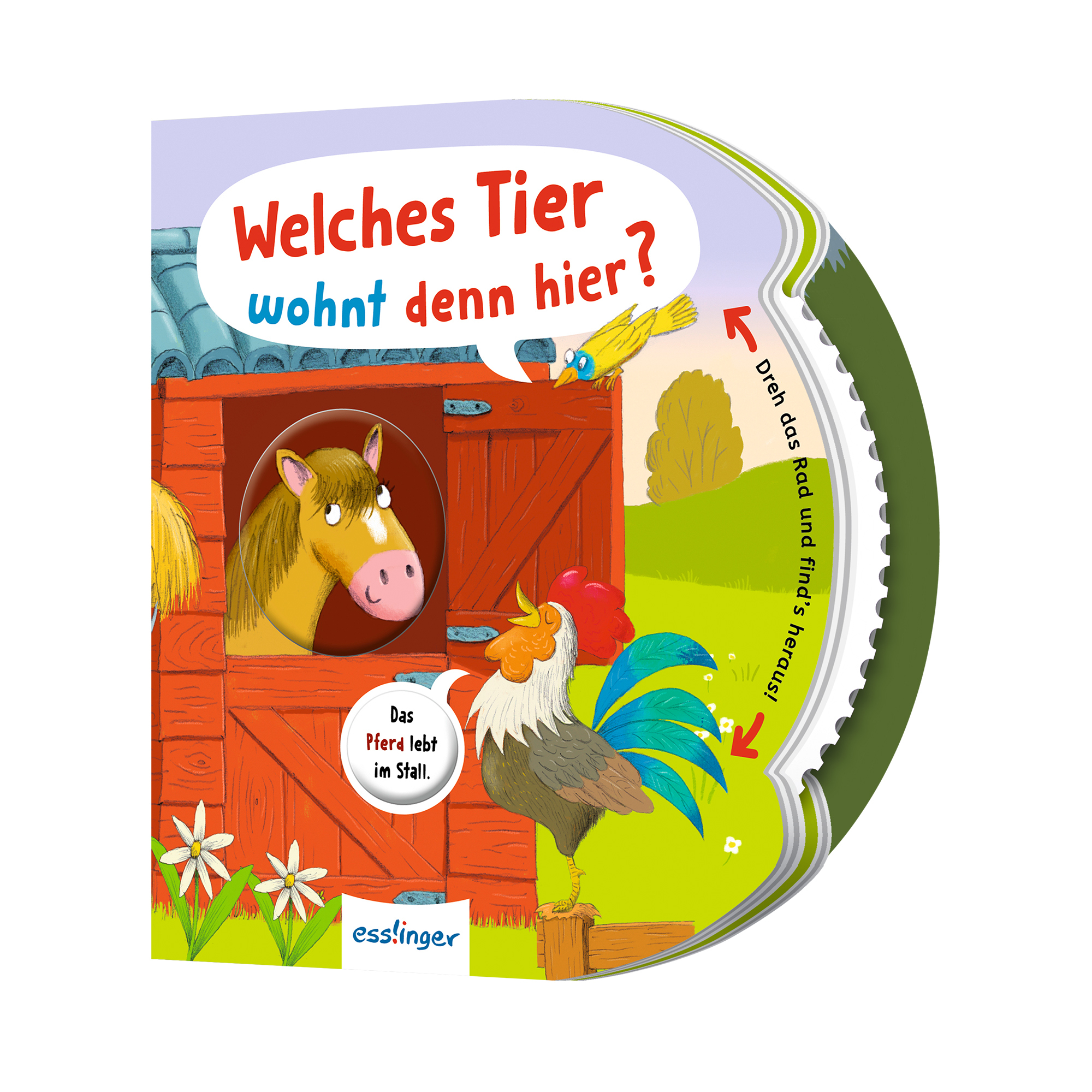 Kinderbücher, ess!inger, Rot – Besonderheit: durch Drehen an der Scheibe lassen sich die Tiere zuordnen