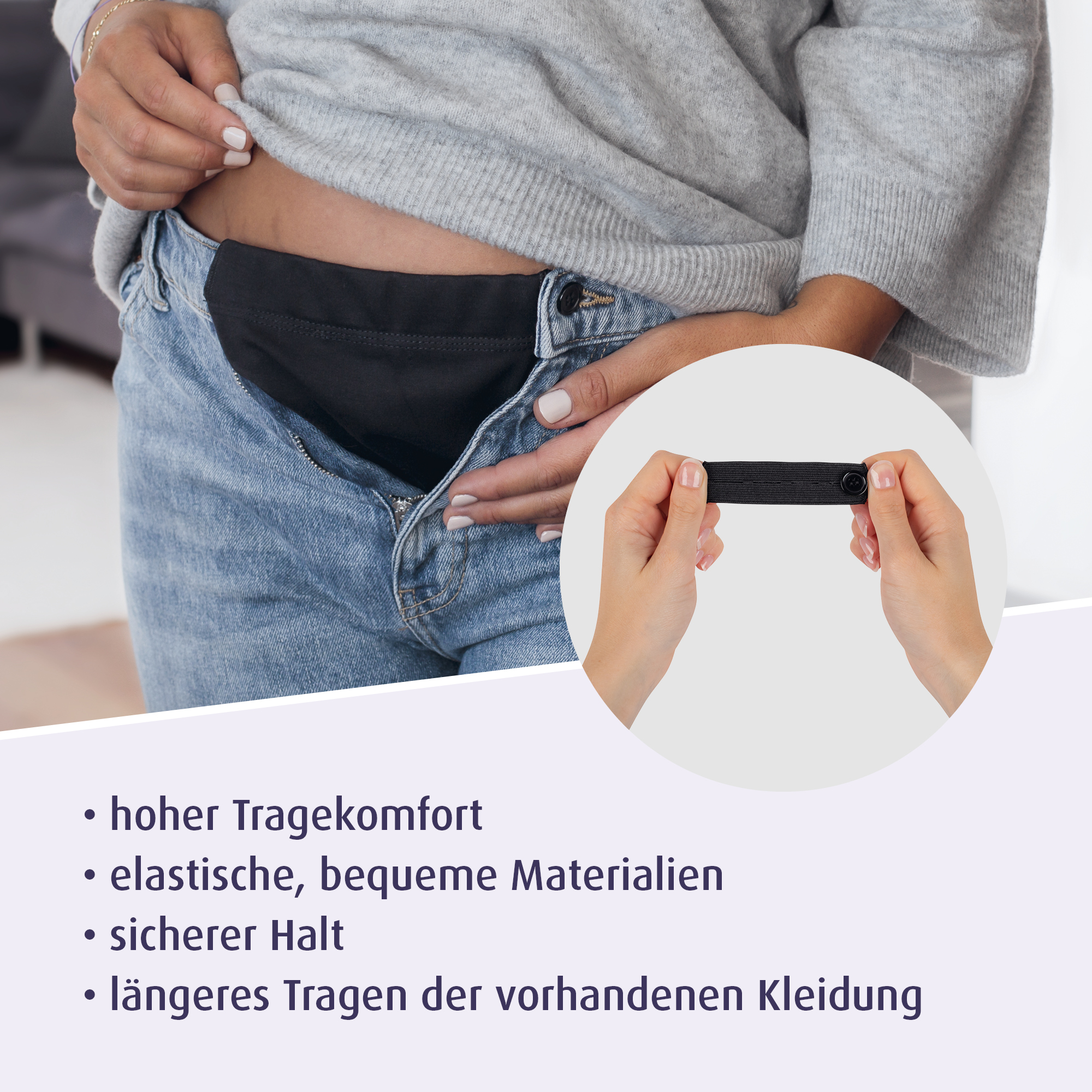 Umstandshosen, reer mama, Schwarz – Produktansicht