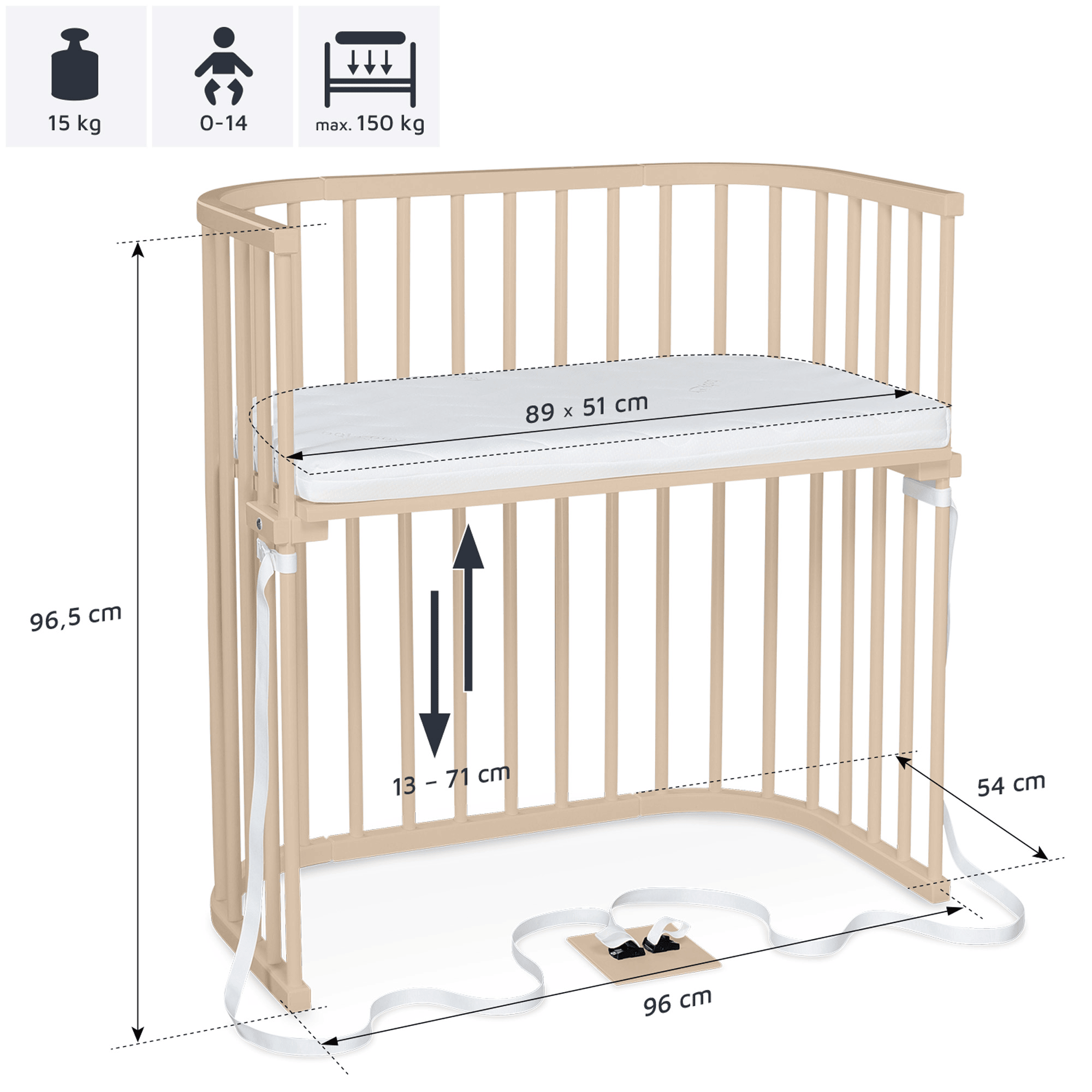 Beistellbetten, babybay, Beige – Produktansicht