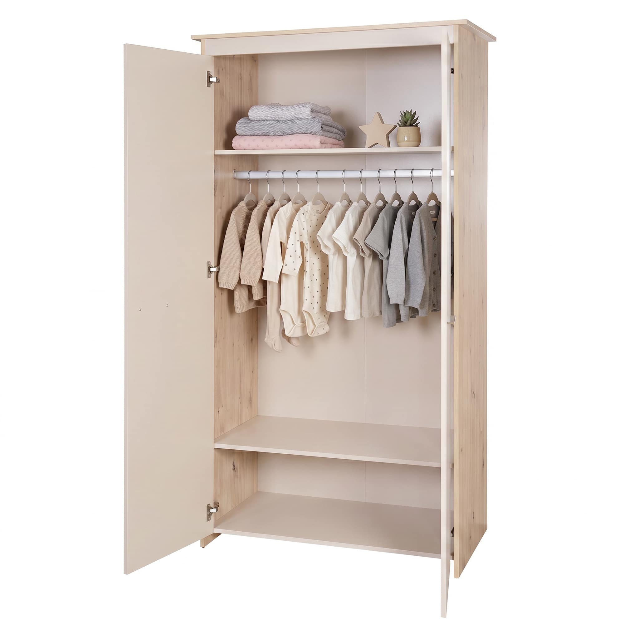 2-türige Kleiderschränke, roba, Beige – Besonderheit: mit Kleiderstange
