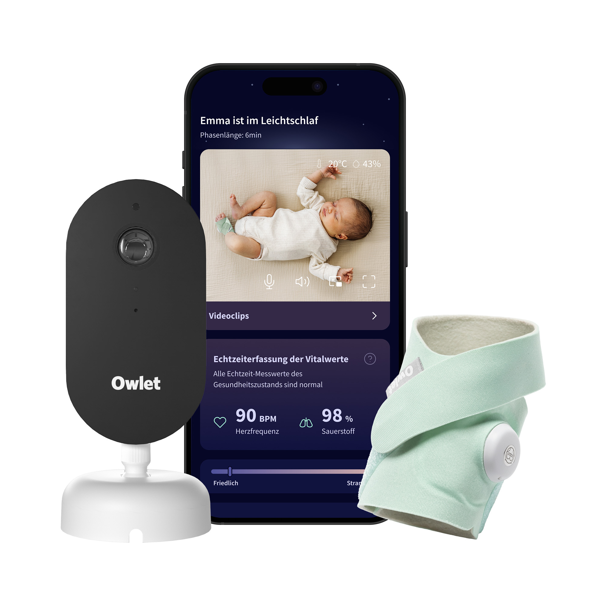 Video Babyphone, Owlet, Grün – Produktansicht