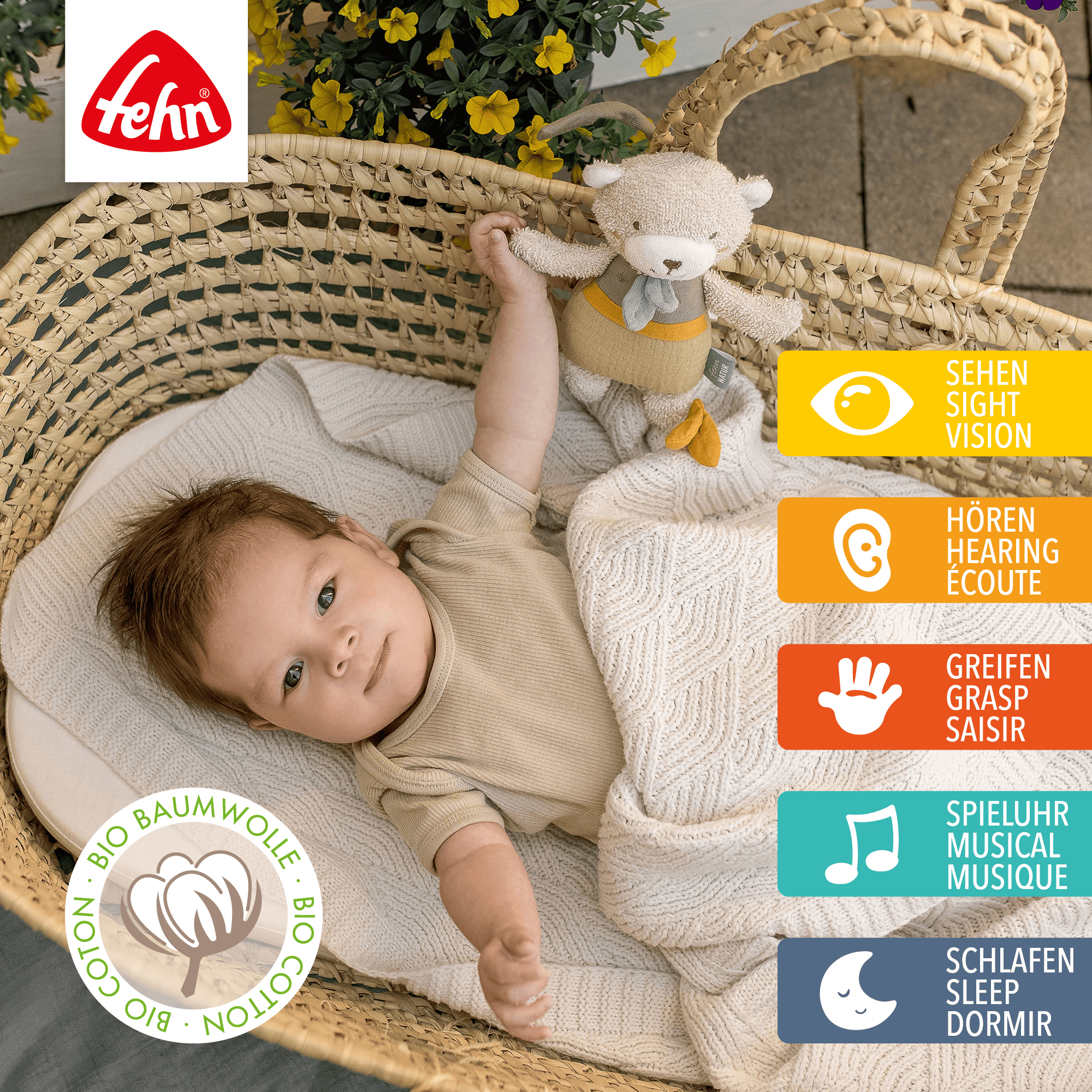 fehn Spieluhren, fehn, Grün – Besonderheit: gefertigt aus Bio-Baumwolle