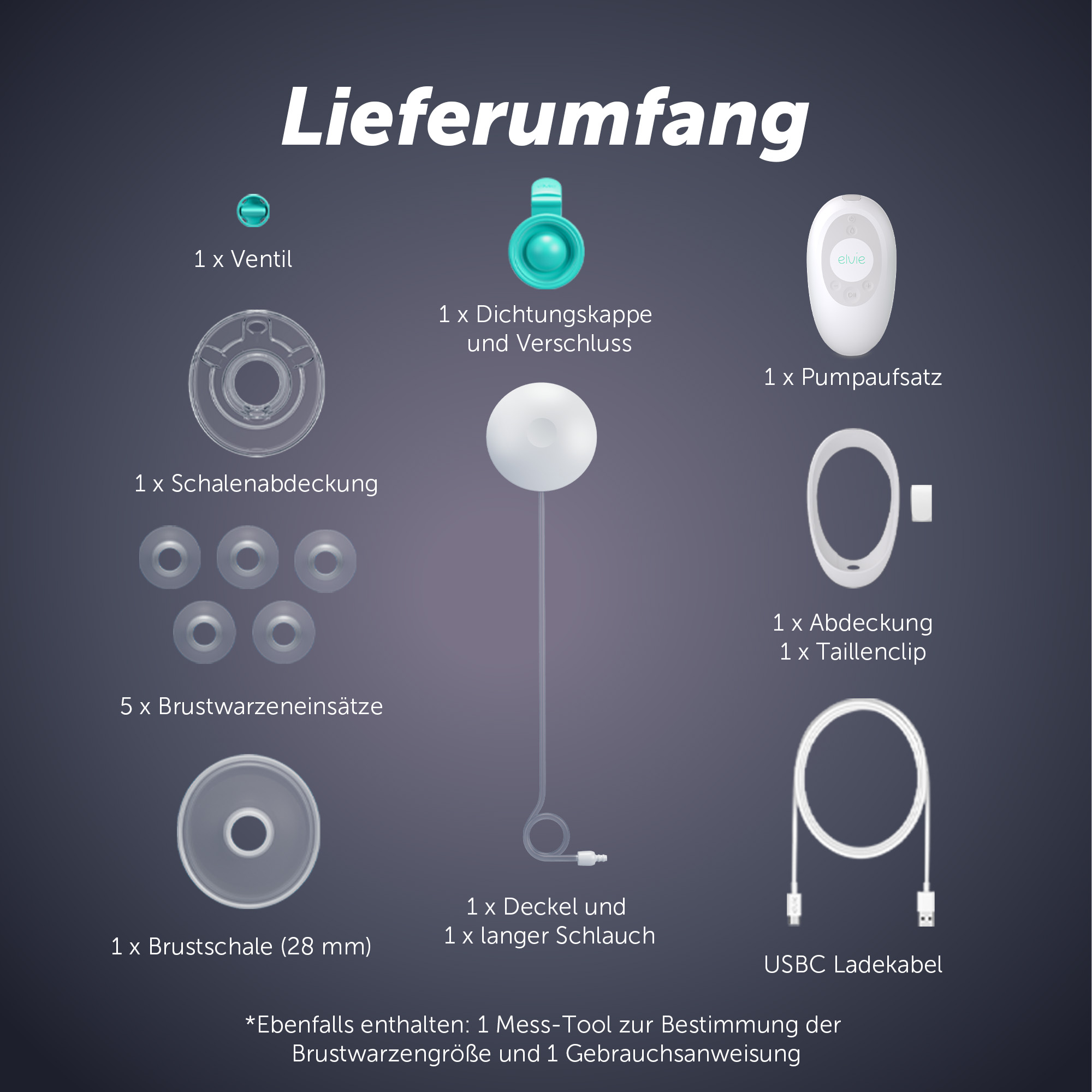Milchpumpen, elvie, Transparent – Produktansicht