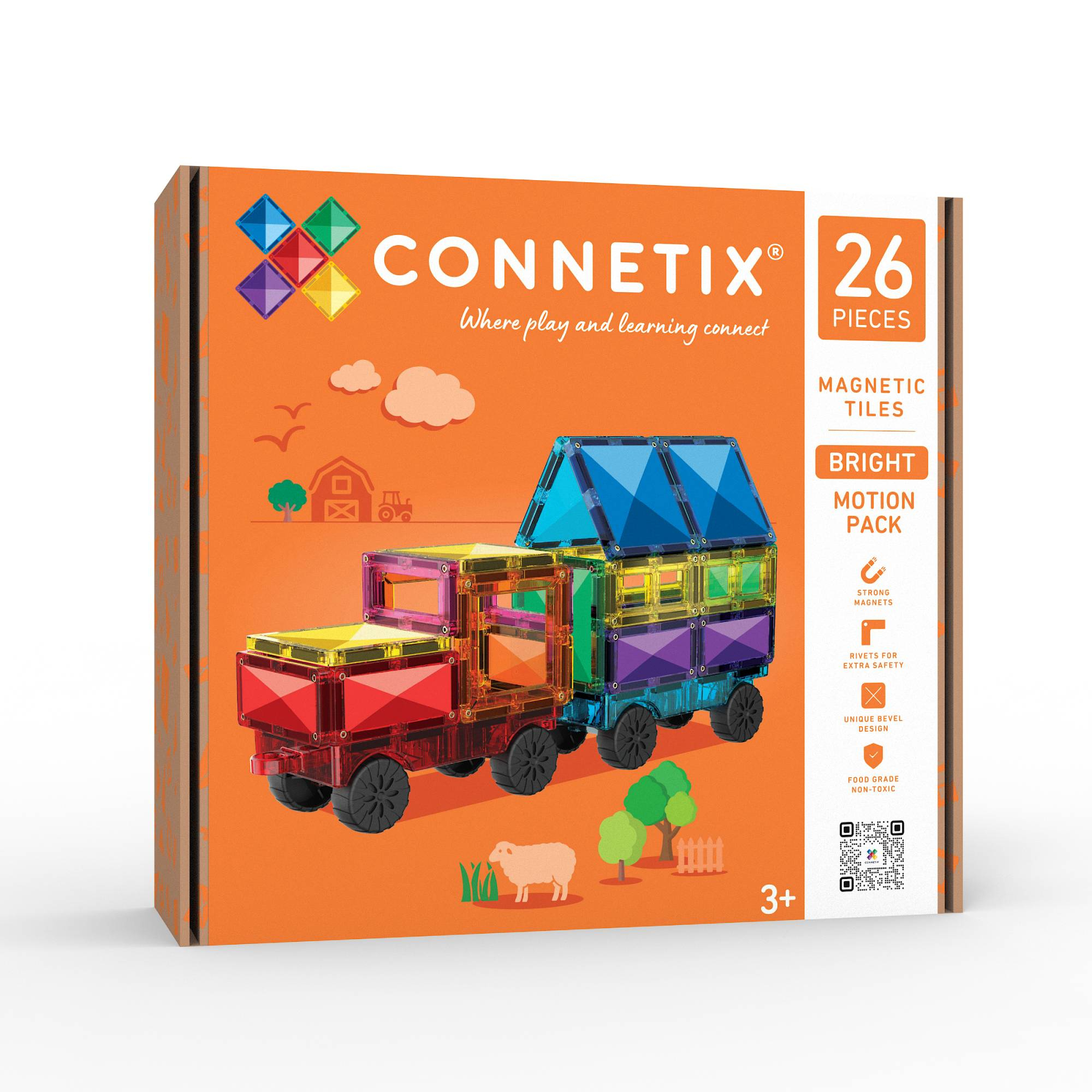 Bausteine, Connetix, Orange – Besonderheit: magnetische Bausteine, darunter Rechtecke, Quadrate und Anhänger