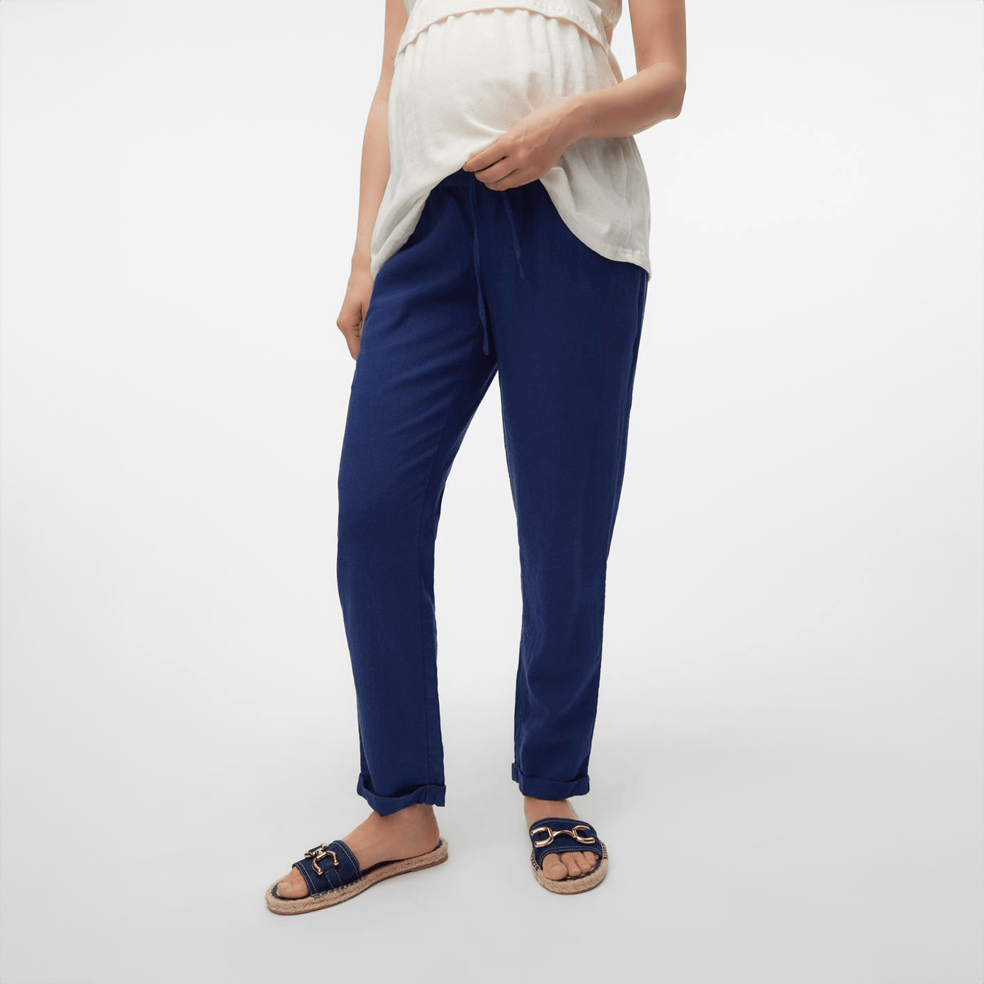 Umstandshosen, Mamalicious, Blau – Besonderheit: mit Bauchband und Kordelzugverschluss