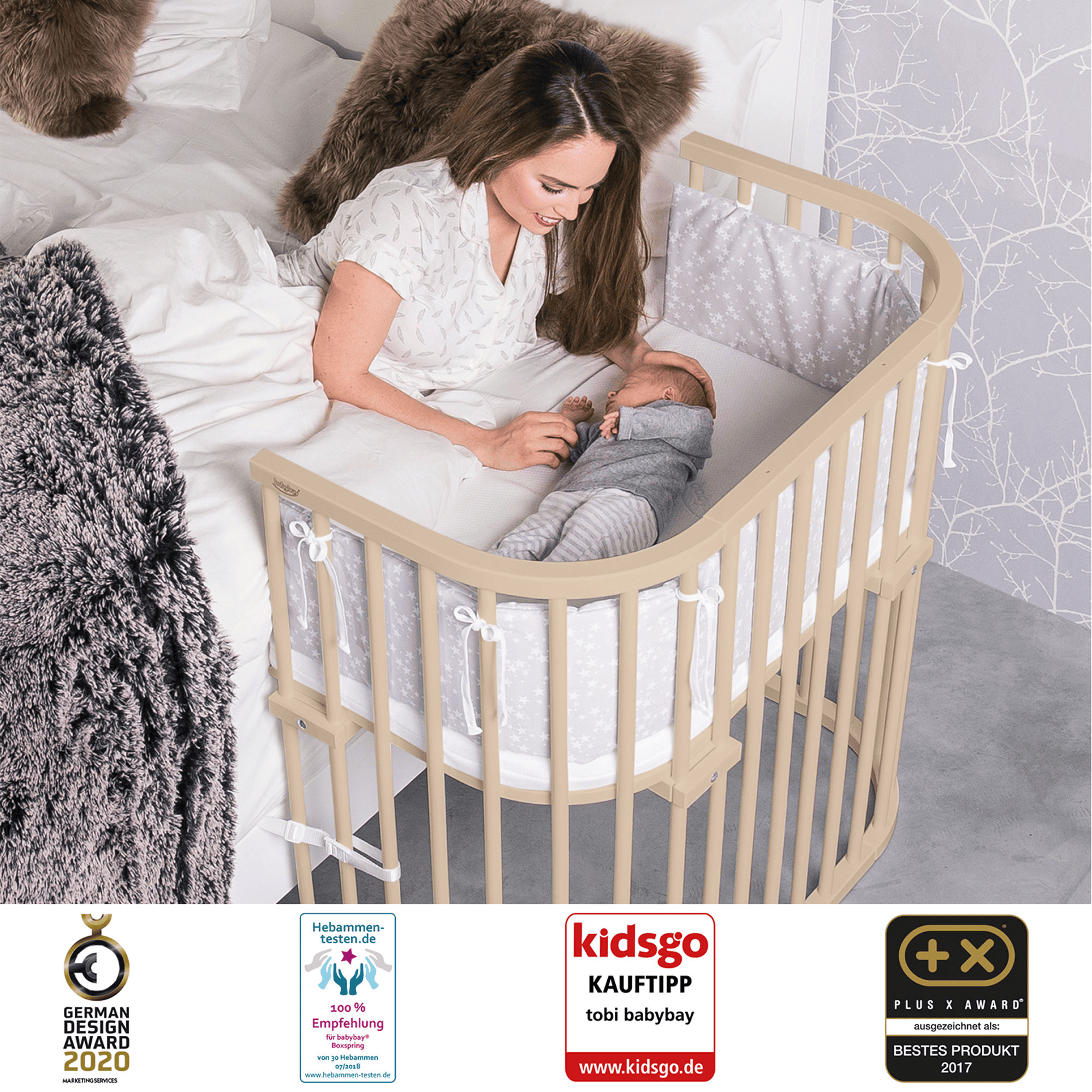 Beistellbetten, babybay, Beige – Produktansicht