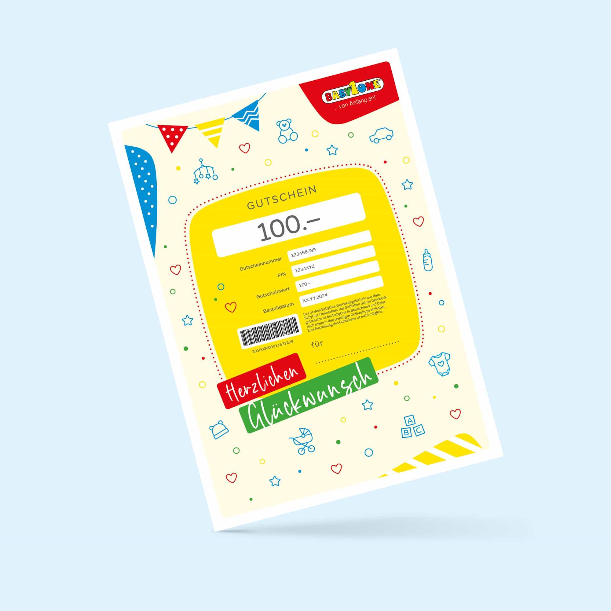 Geschenkgutscheine, BabyOne, Gelb – Besonderheit: Versand per E-Mail direkt nach Zahlung
