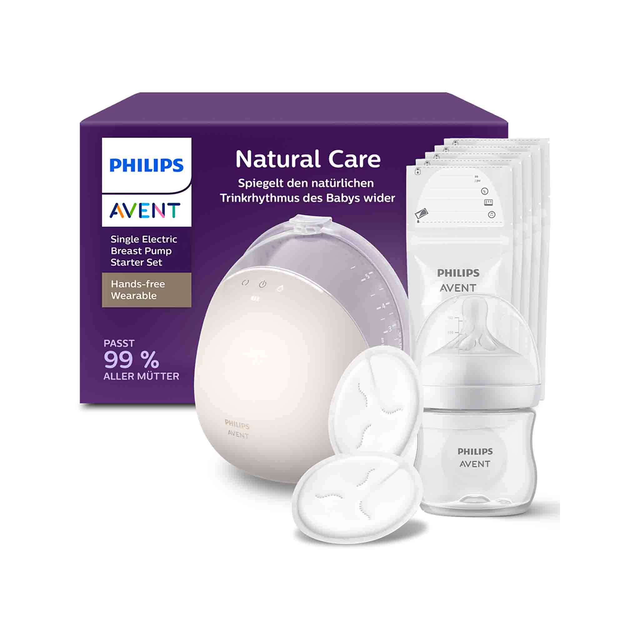 Hands Free Milchpumpen, PHILIPS AVENT, Weiß – Produktansicht
