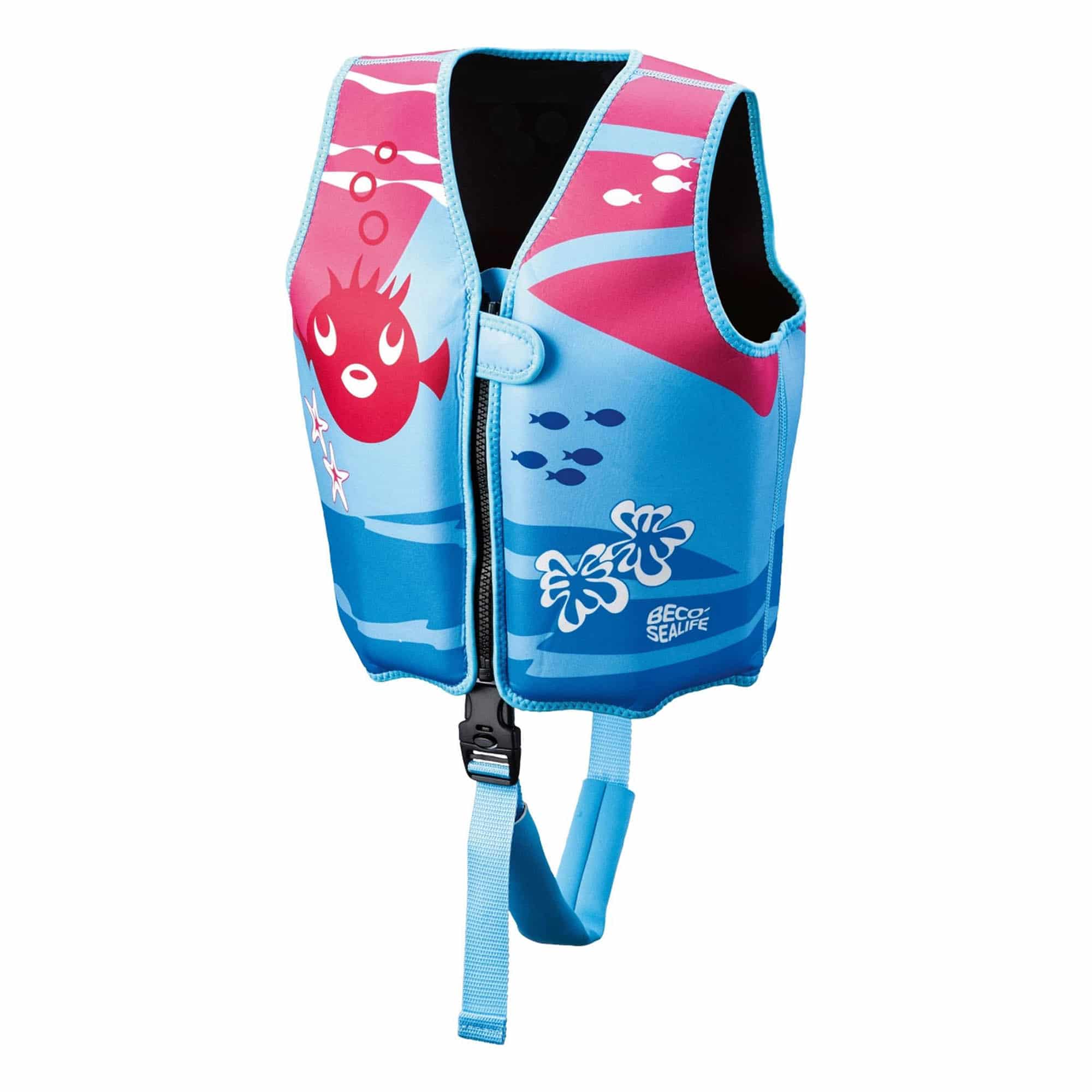 Schwimmwesten, BECO, Mehrfarbig – Besonderheit: verstellbarer Beingurt als zusätzliche Sicherung am Körper