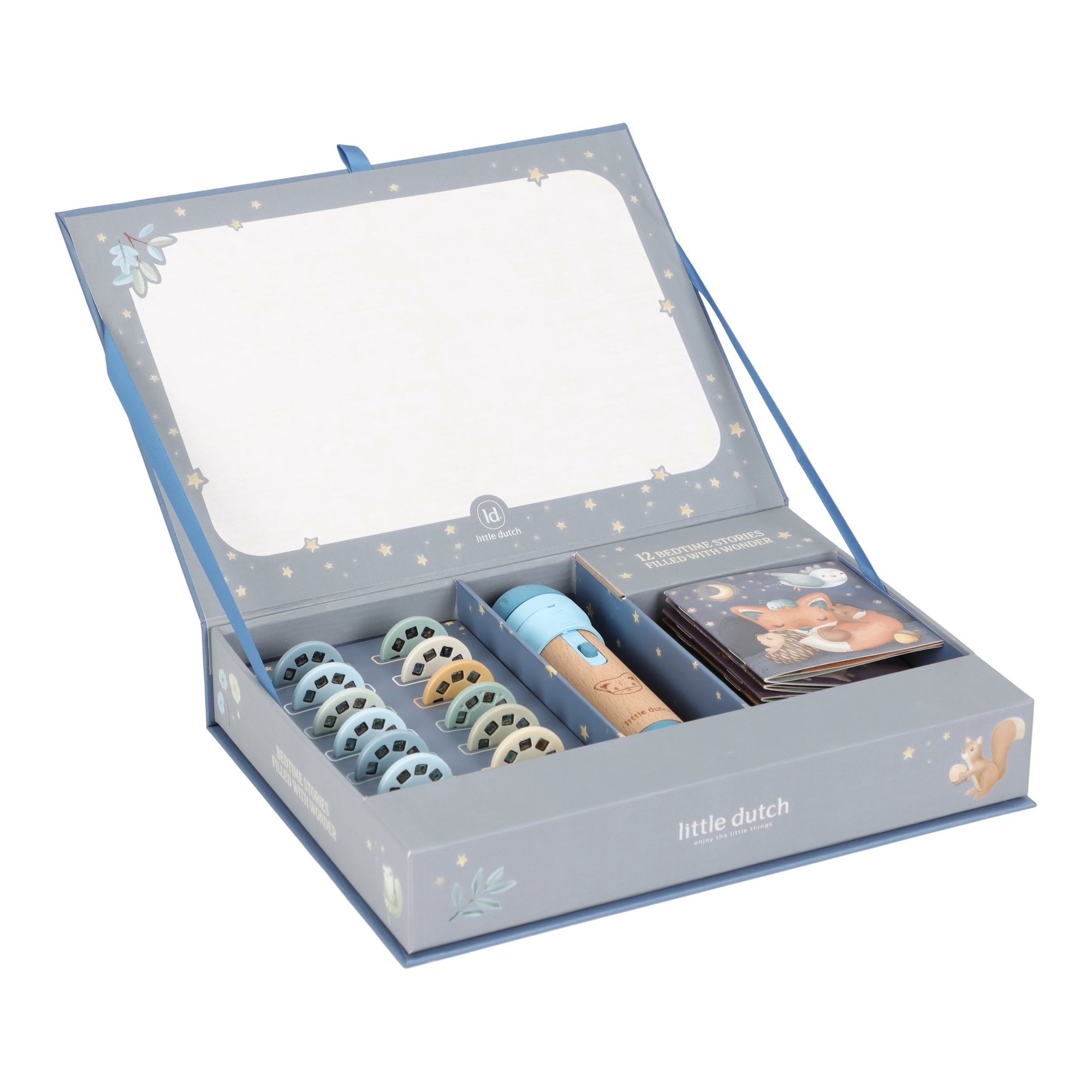 Lernspielzeug, LITTLE DUTCH, Blau – Besonderheit: Taschenlampe mit 12 wechselbaren Projektionsscheiben und verschiedenen Motiven 