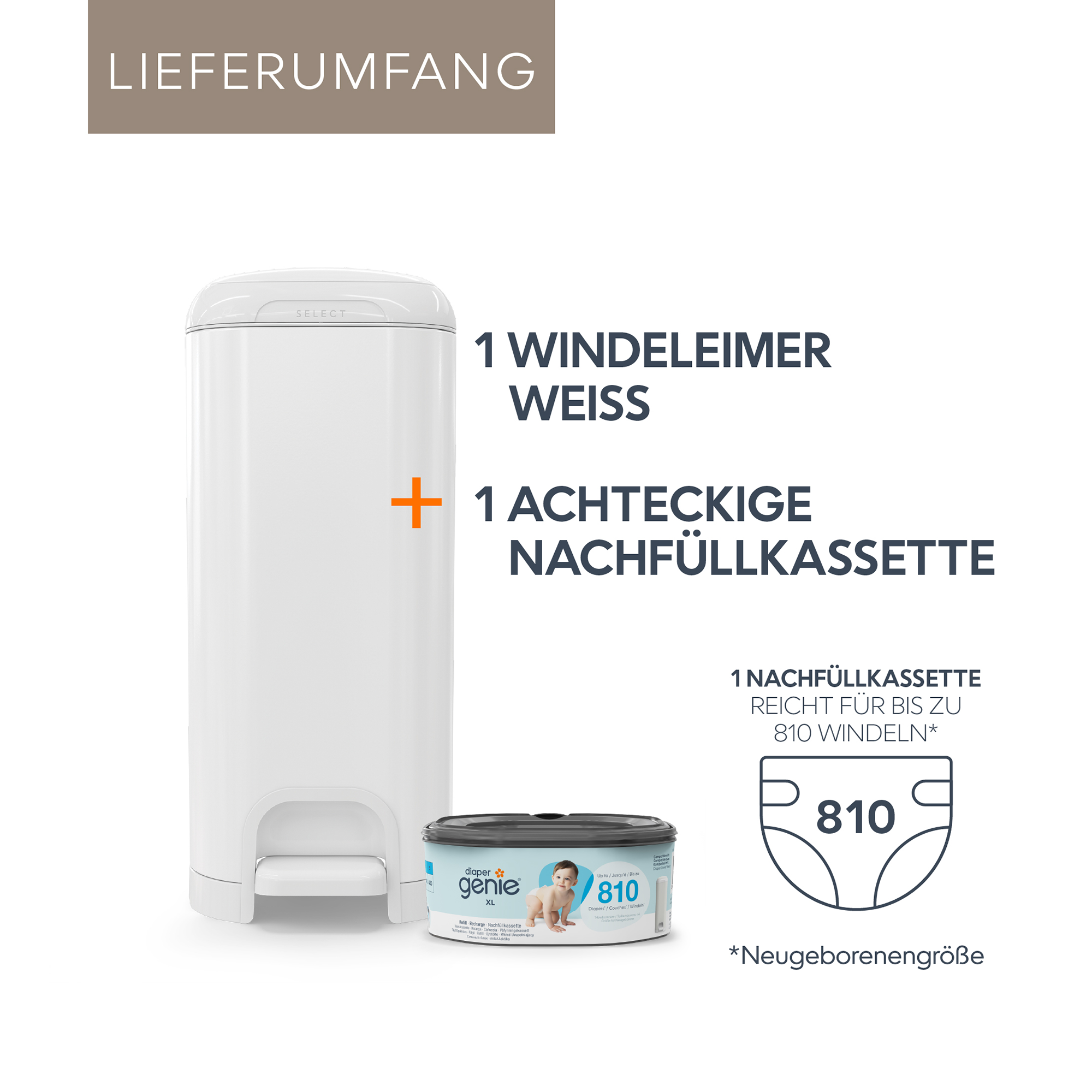 Windeleimer, Angelcare, Weiß – Produktansicht