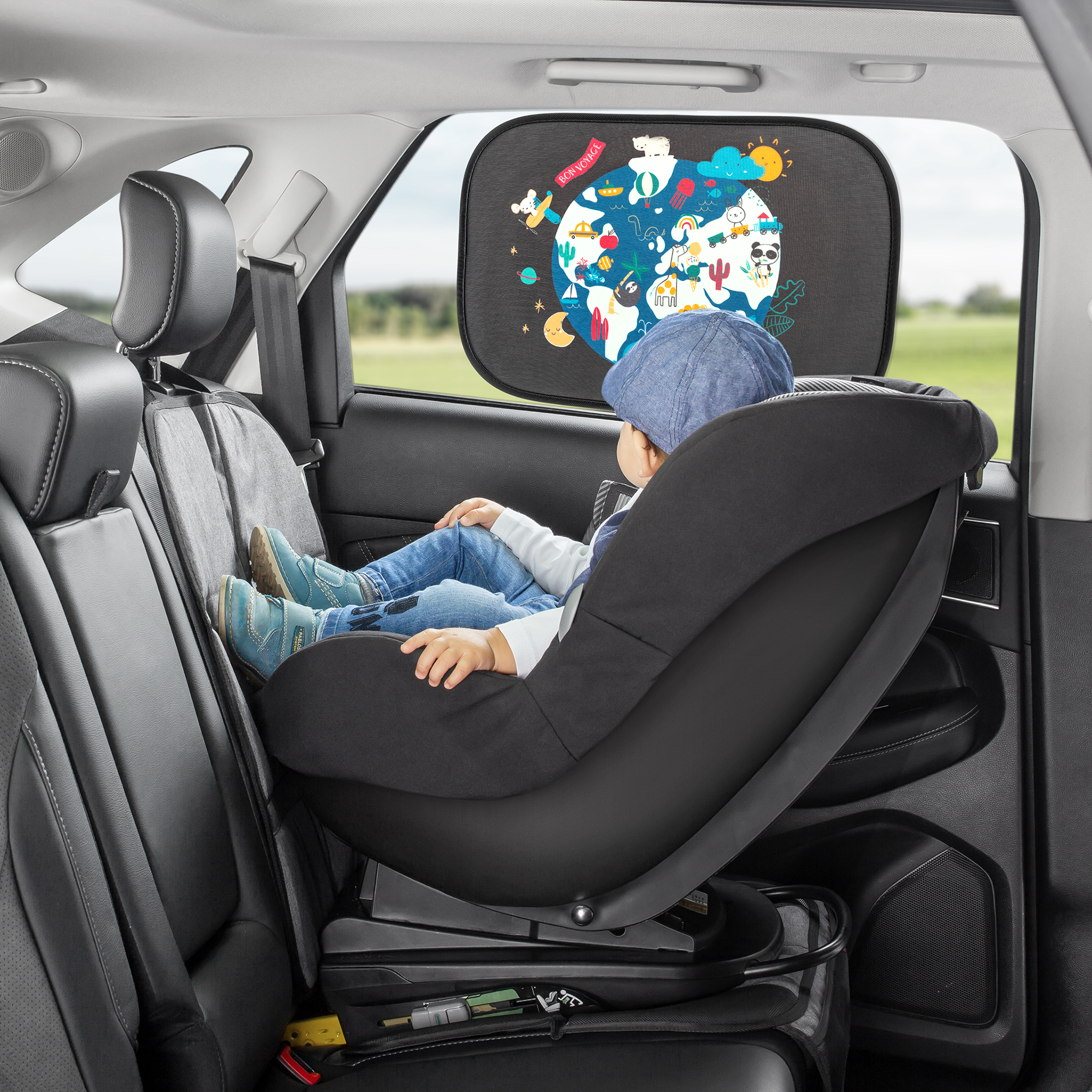 Sonnen- & Insektenschutz Kindersitze, reer, Schwarz – Besonderheit: perfekter Sonnenschutz für die Seitenfenster des Autos