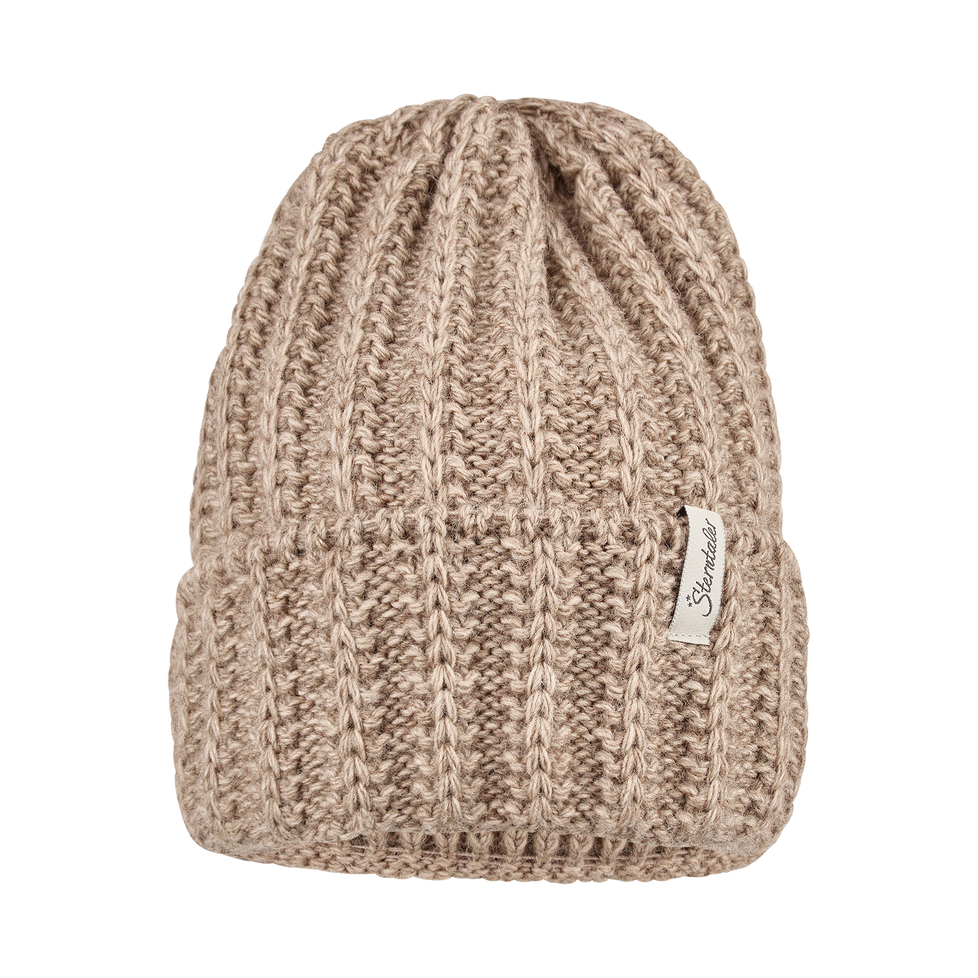 Strickmützen, Sterntaler, Beige – Besonderheit: mit Rippstruktur und Umschlag