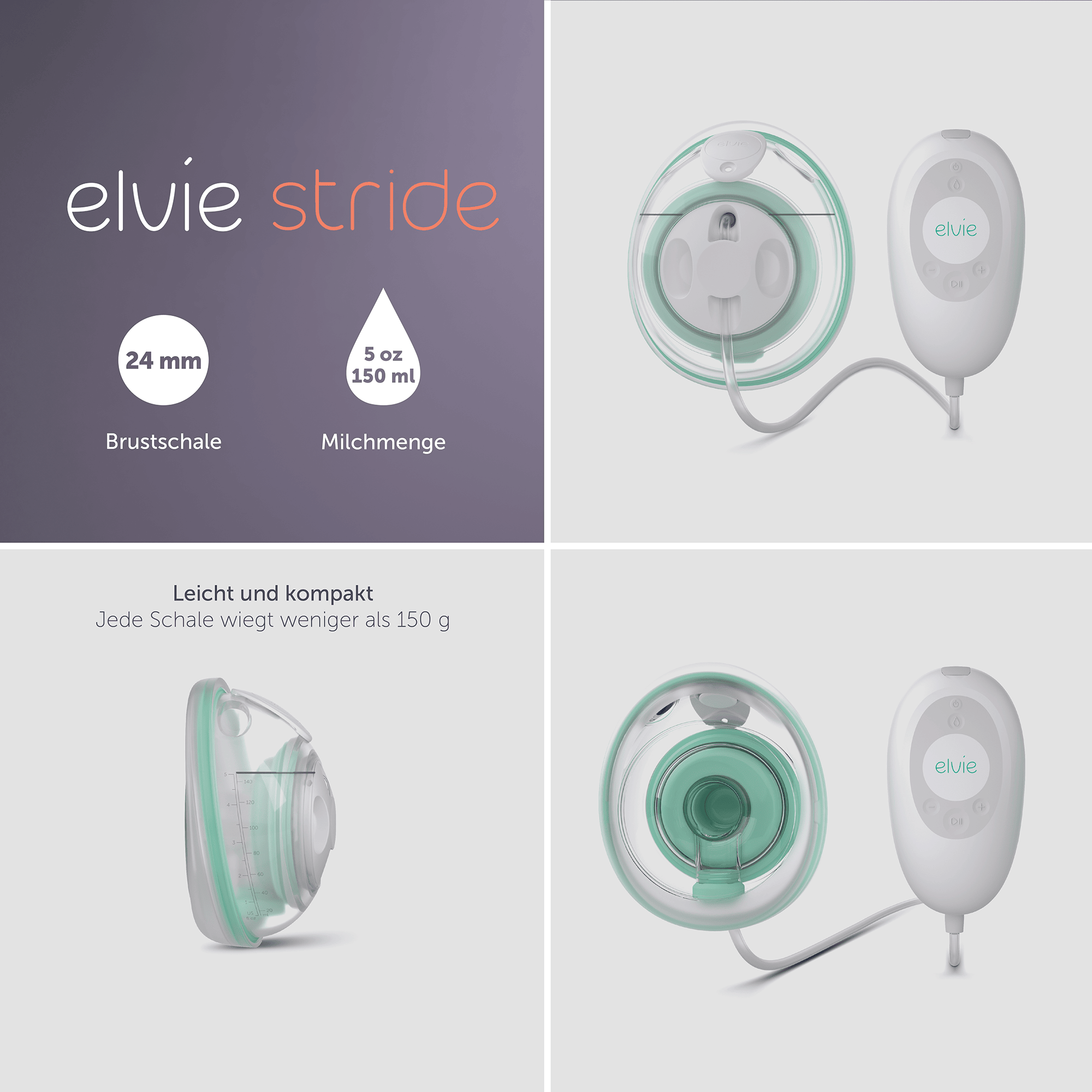 Milchpumpen, elvie, Transparent – Produktansicht