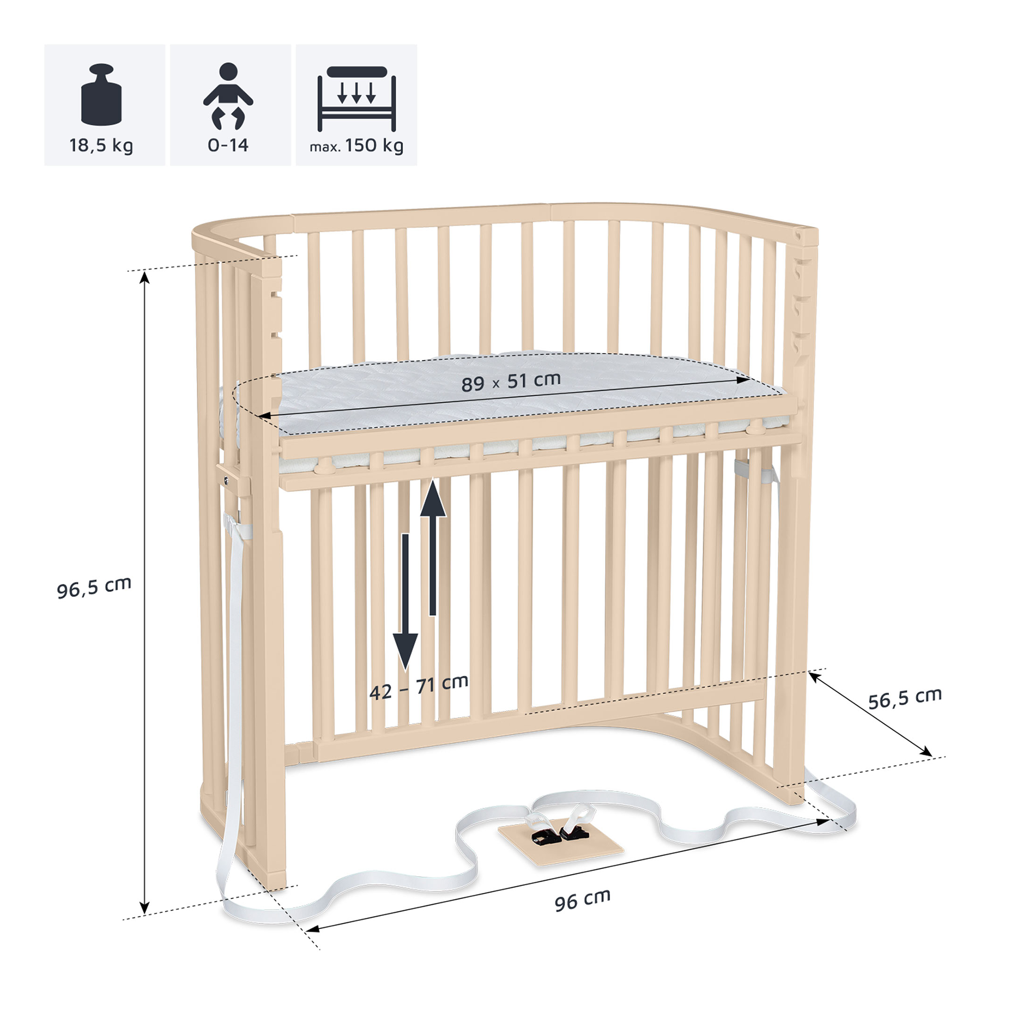 Beistellbetten, babybay, Beige – Produktansicht