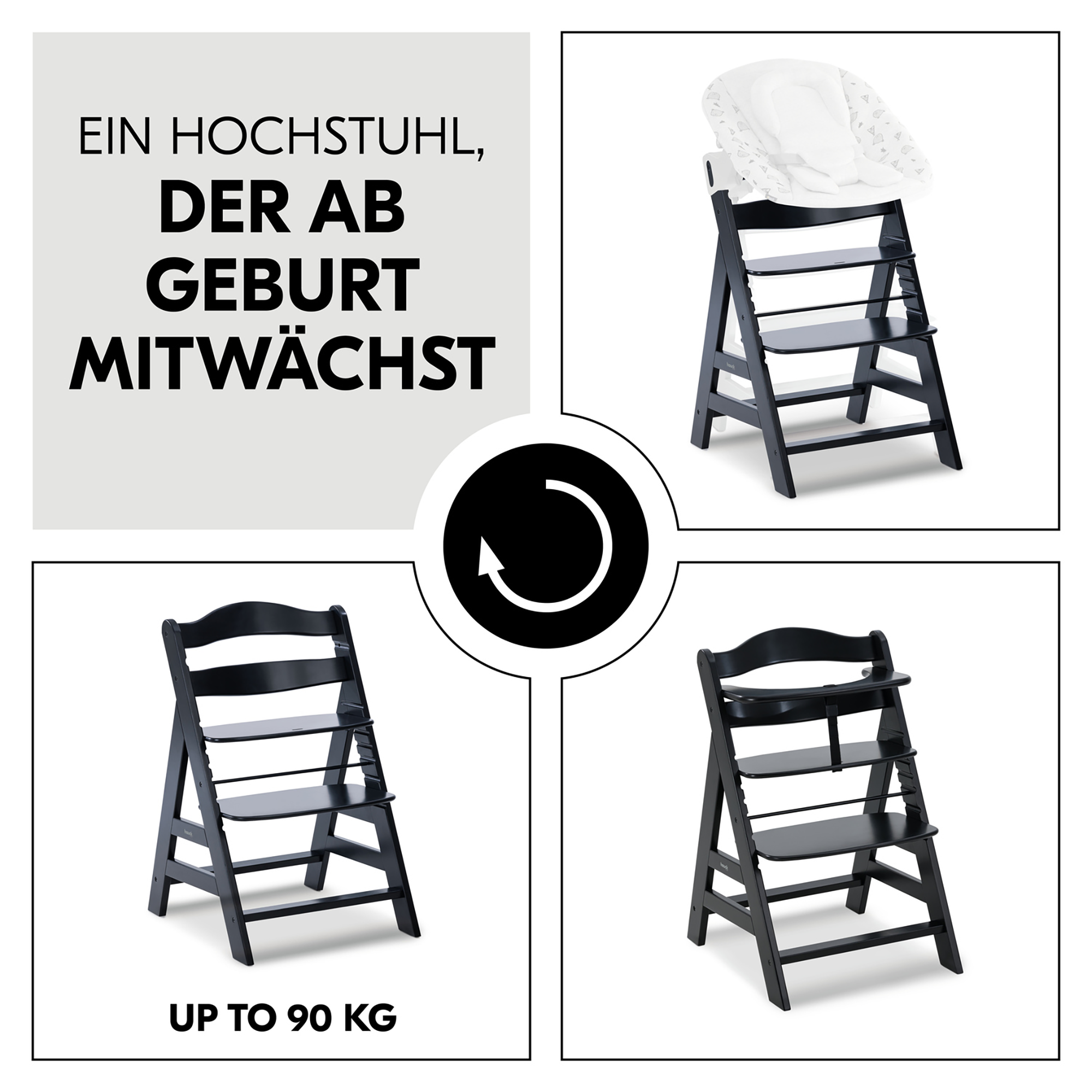 Treppenhochstühle, hauck, Schwarz – Produktansicht