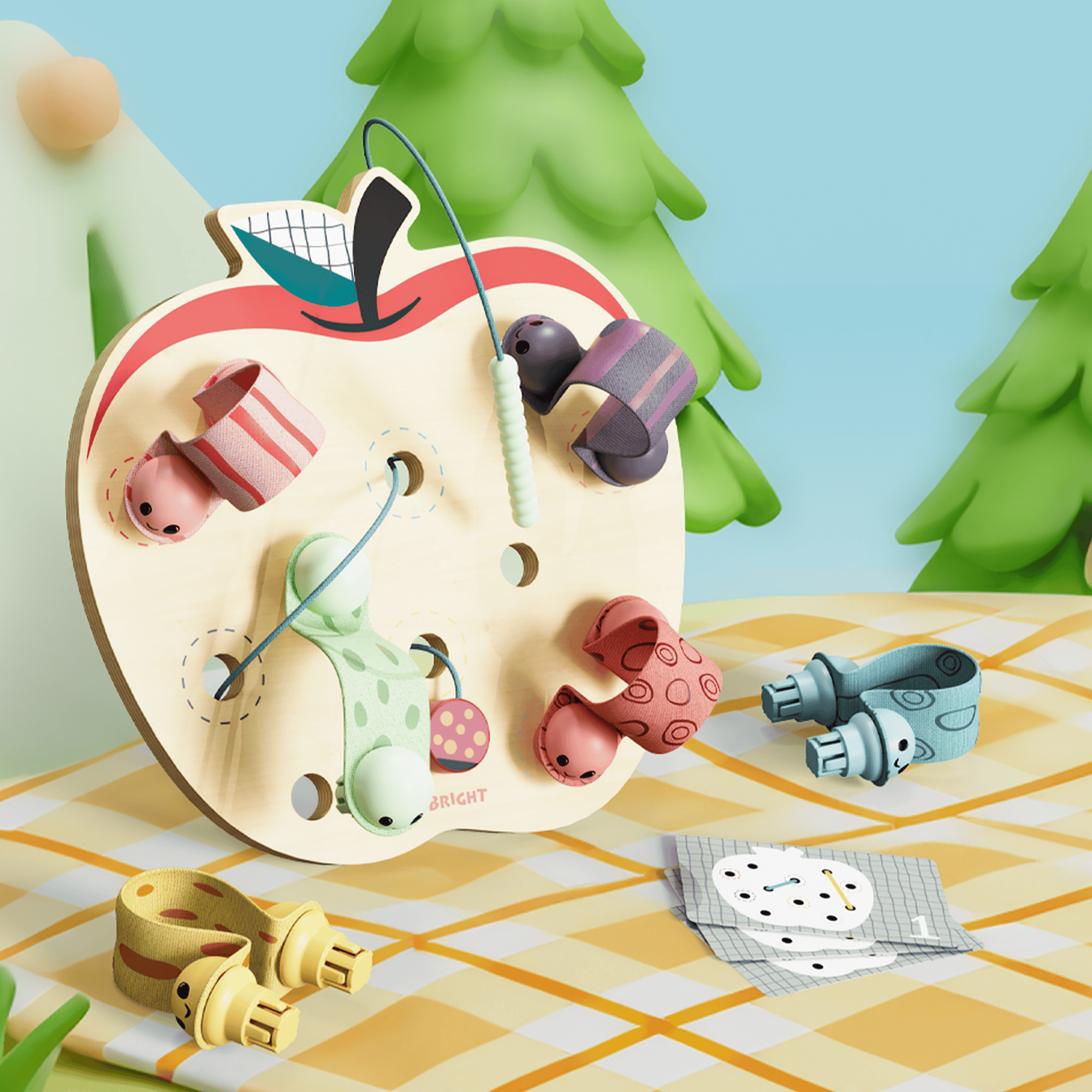 Lernspielzeug, TOPBRIGHT, Mehrfarbig – Besonderheit: farbenfrohes Lernspiel zum Stecken und Fädeln
