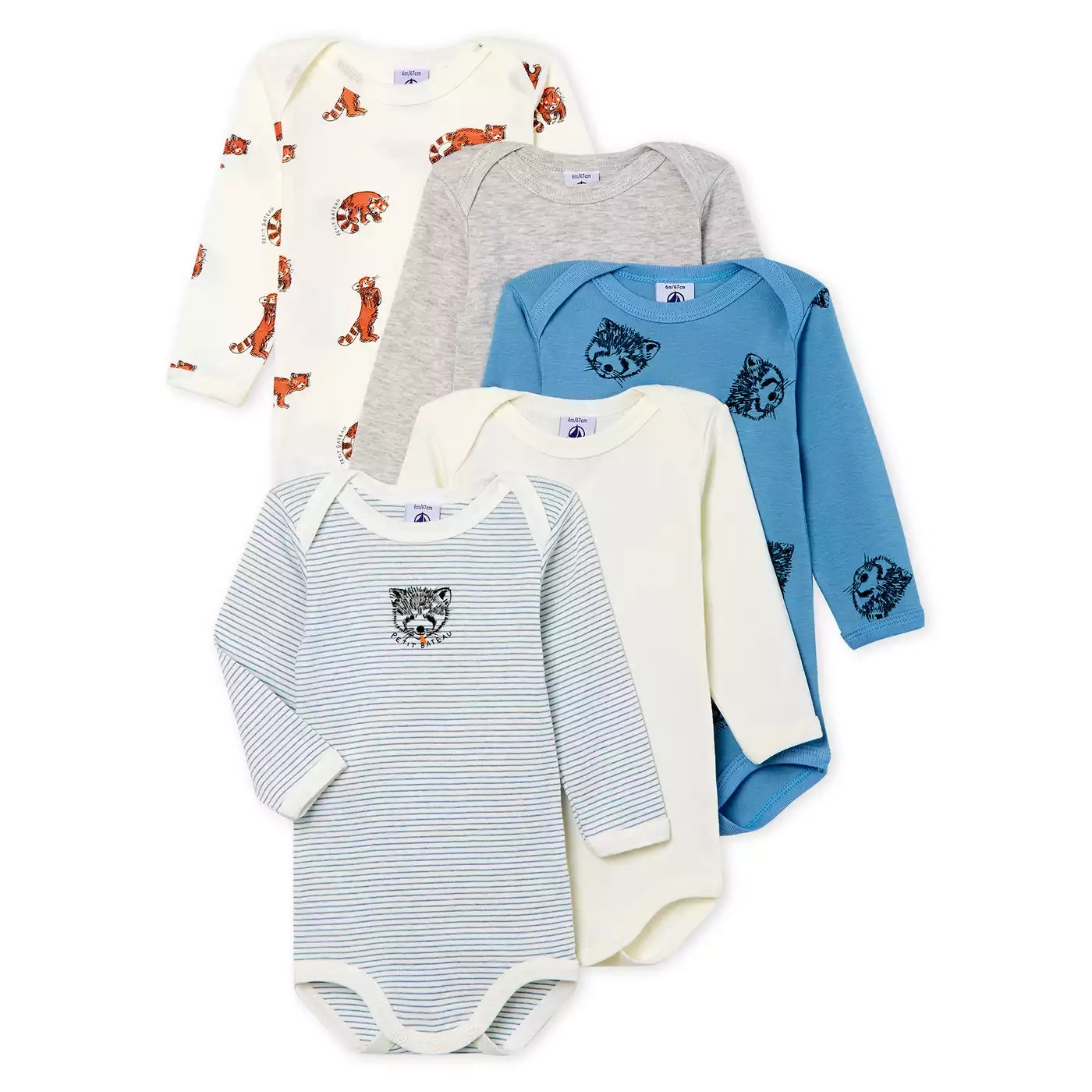 Petit Bateau Unisex Baby Kurzarm-Bodys 5er Pack – Bio-Baumwolle, Hasenmuster, Knöpft Im Schritt