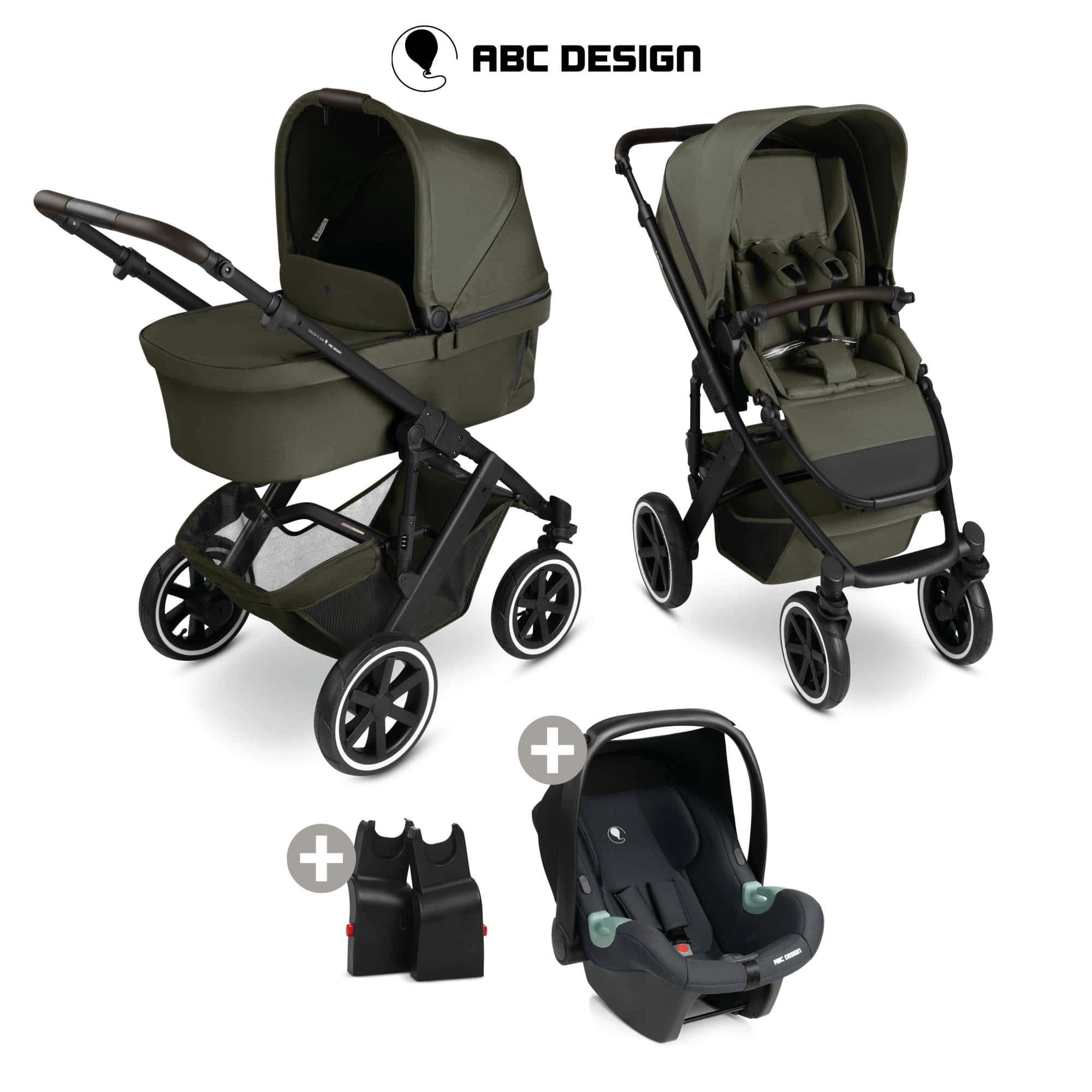 Kinderwagen Komplettsets, ABC DESIGN, Grün – Besonderheit: Set bestehend aus Kombi-Kinderwagen, Babyschale und passenden  Adaptern