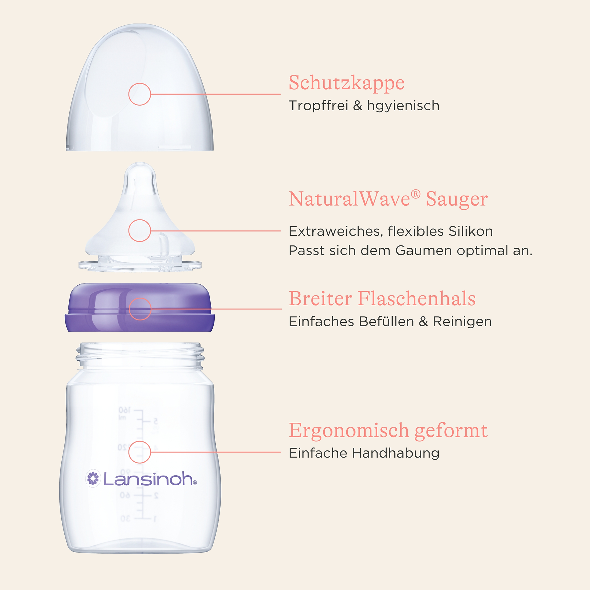 Babyfläschchen, Lansinoh, Transparent – Produktansicht