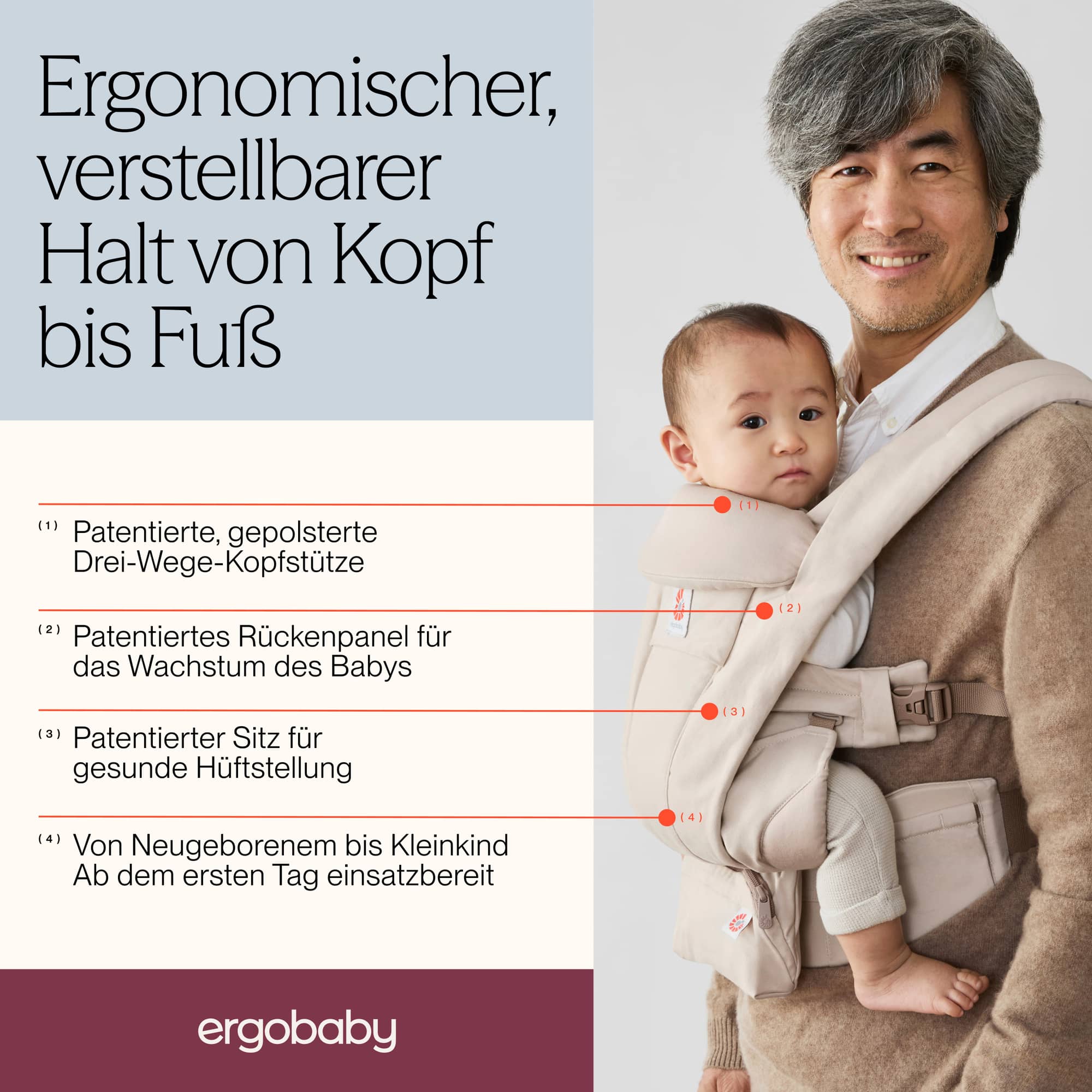 Fullbuckle Tragen, ERGObaby, Beige – Produktansicht