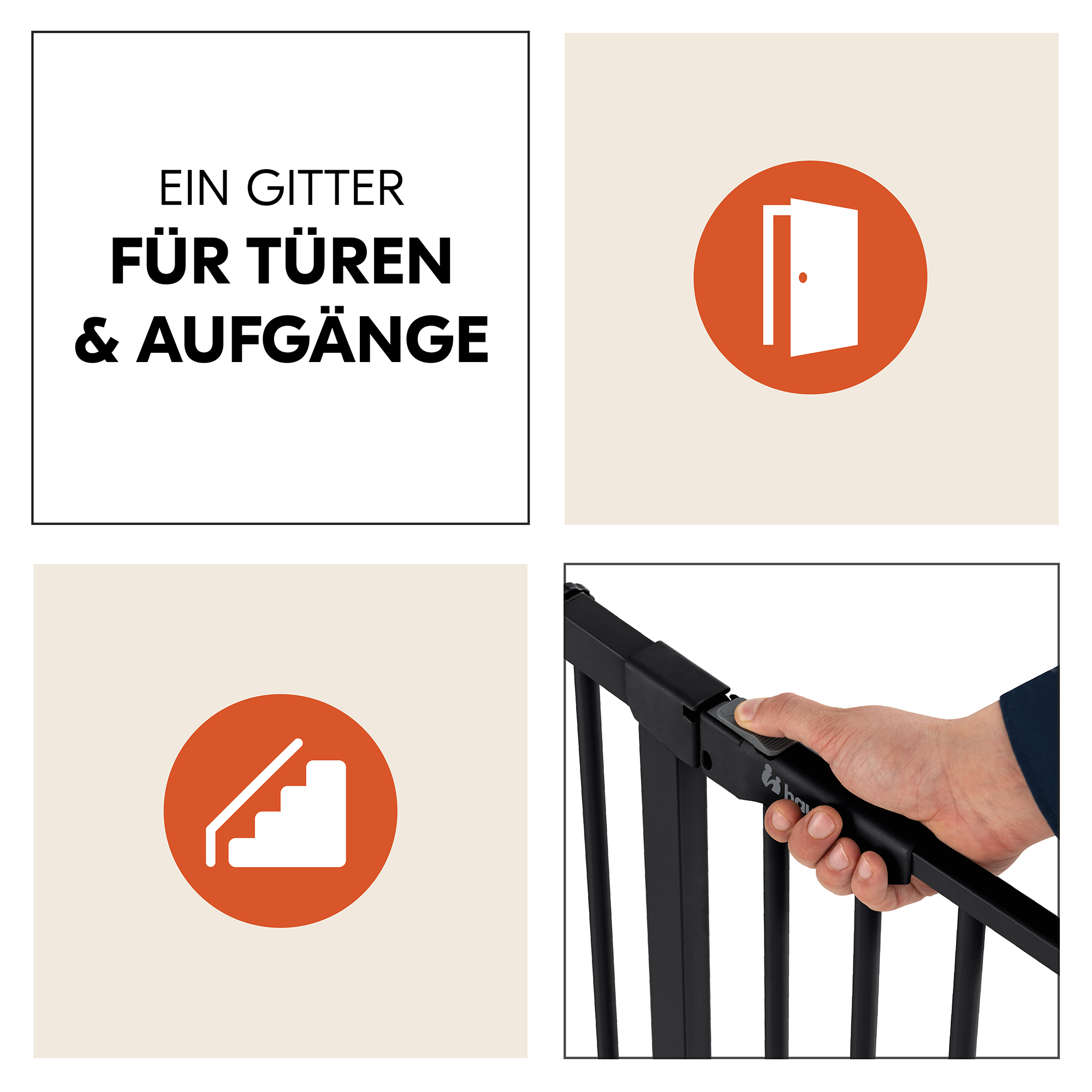 Tür- & Treppenschutzgitter, hauck, Schwarz – Produktansicht