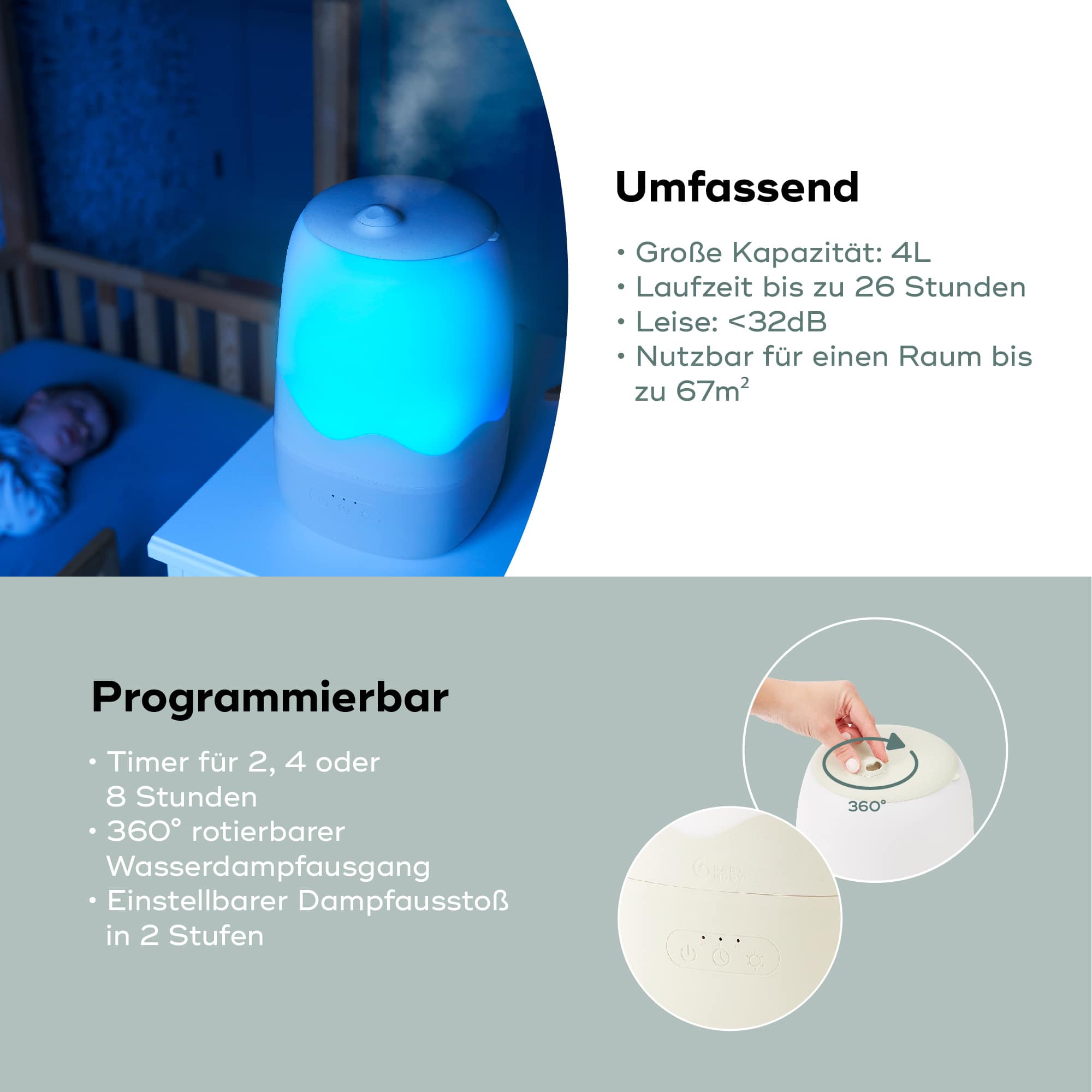 Luftbefeuchter, babymoov, Beige – Produktansicht