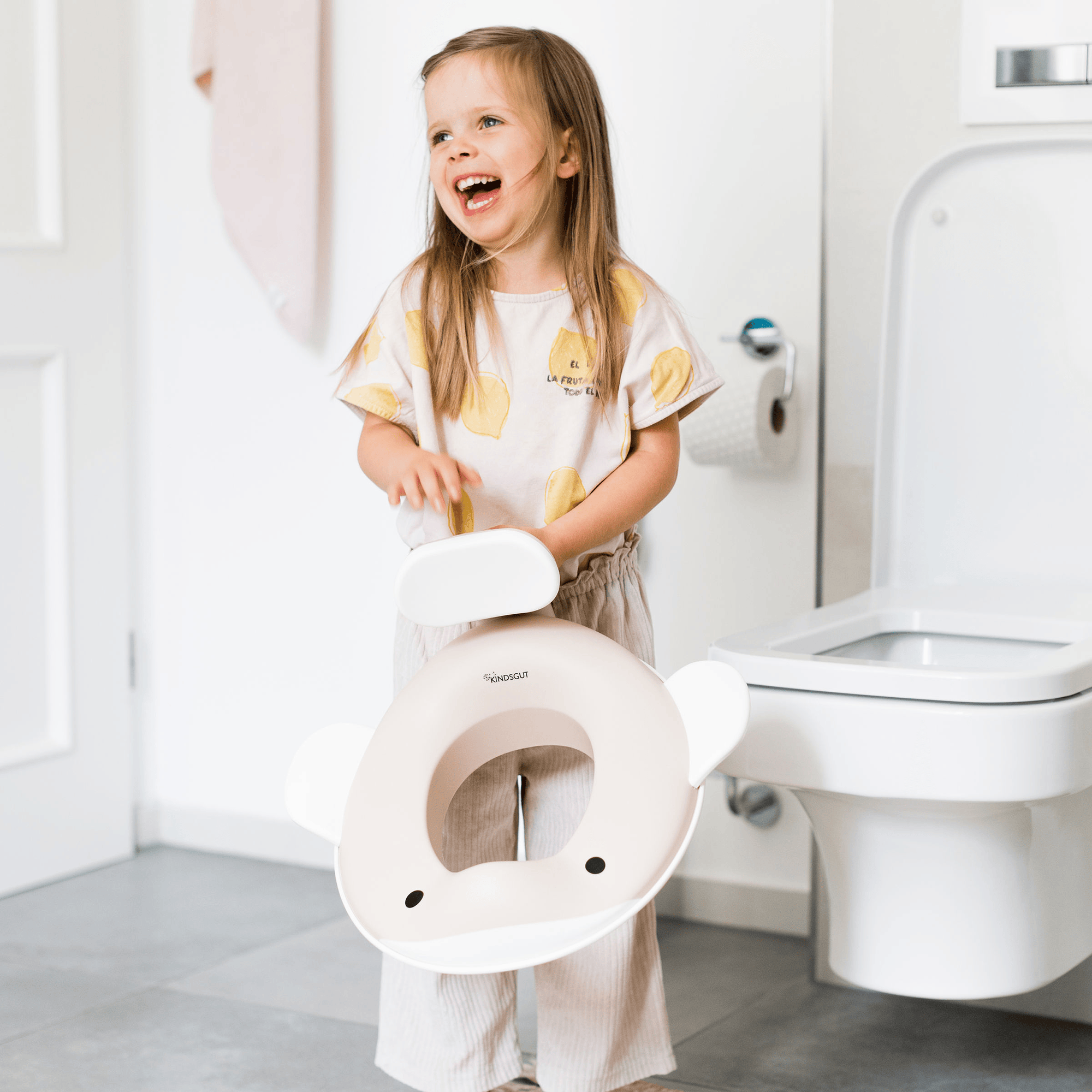 Toilettensitze, KINDSGUT, Beige – Besonderheit: extra Spritzschutz