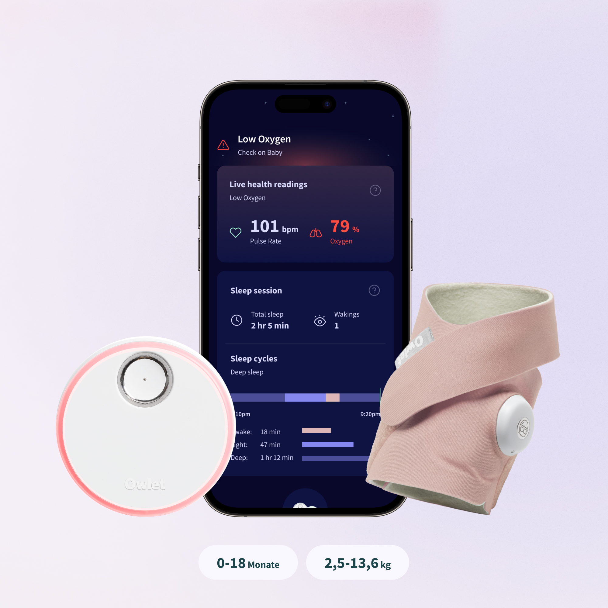 Video Babyphone, Owlet, Pink – Produktansicht