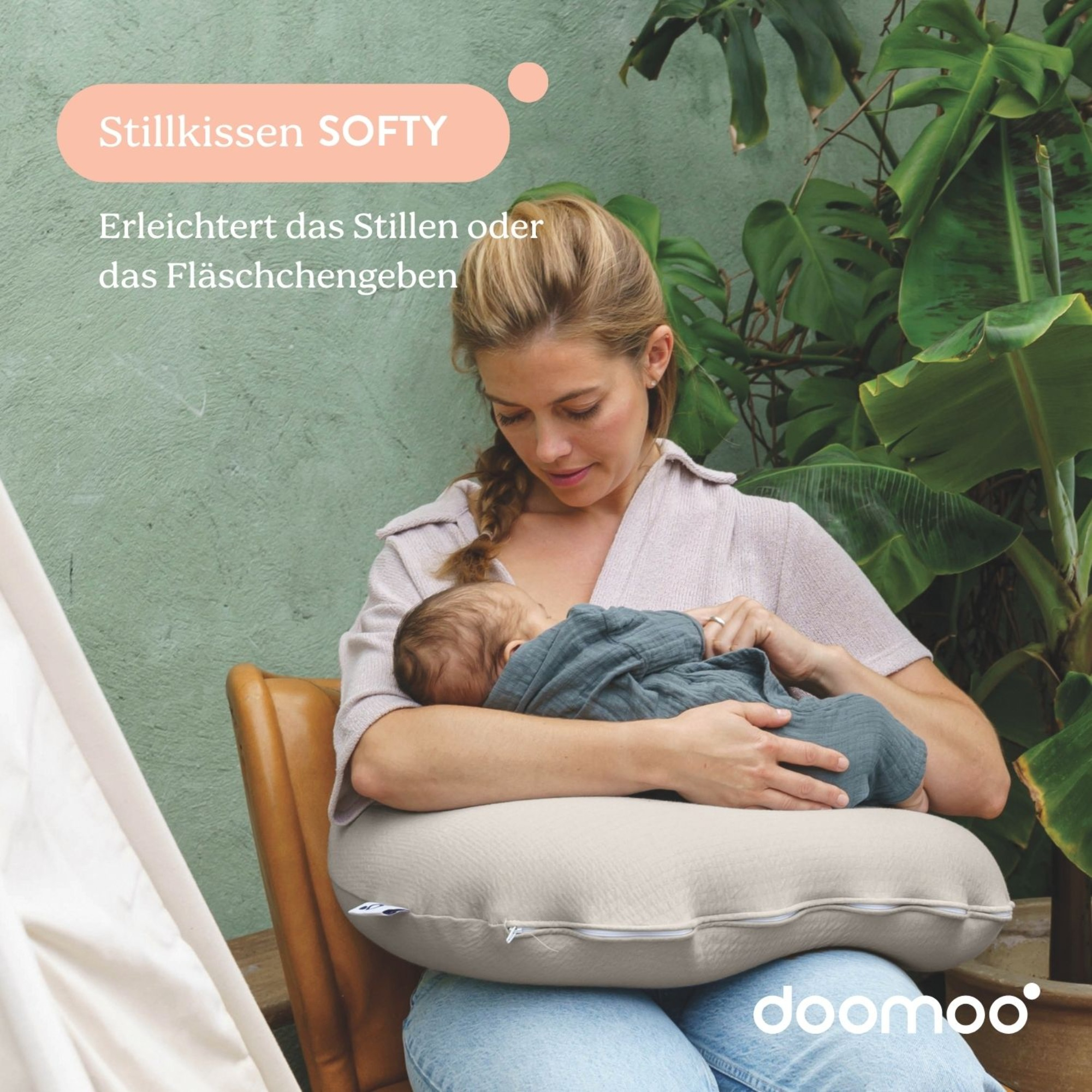 Stillkissen, doomoo, Beige – Besonderheit: kompaktes Stillkissen geeignet für das Stillen oder das Flaschengeben

