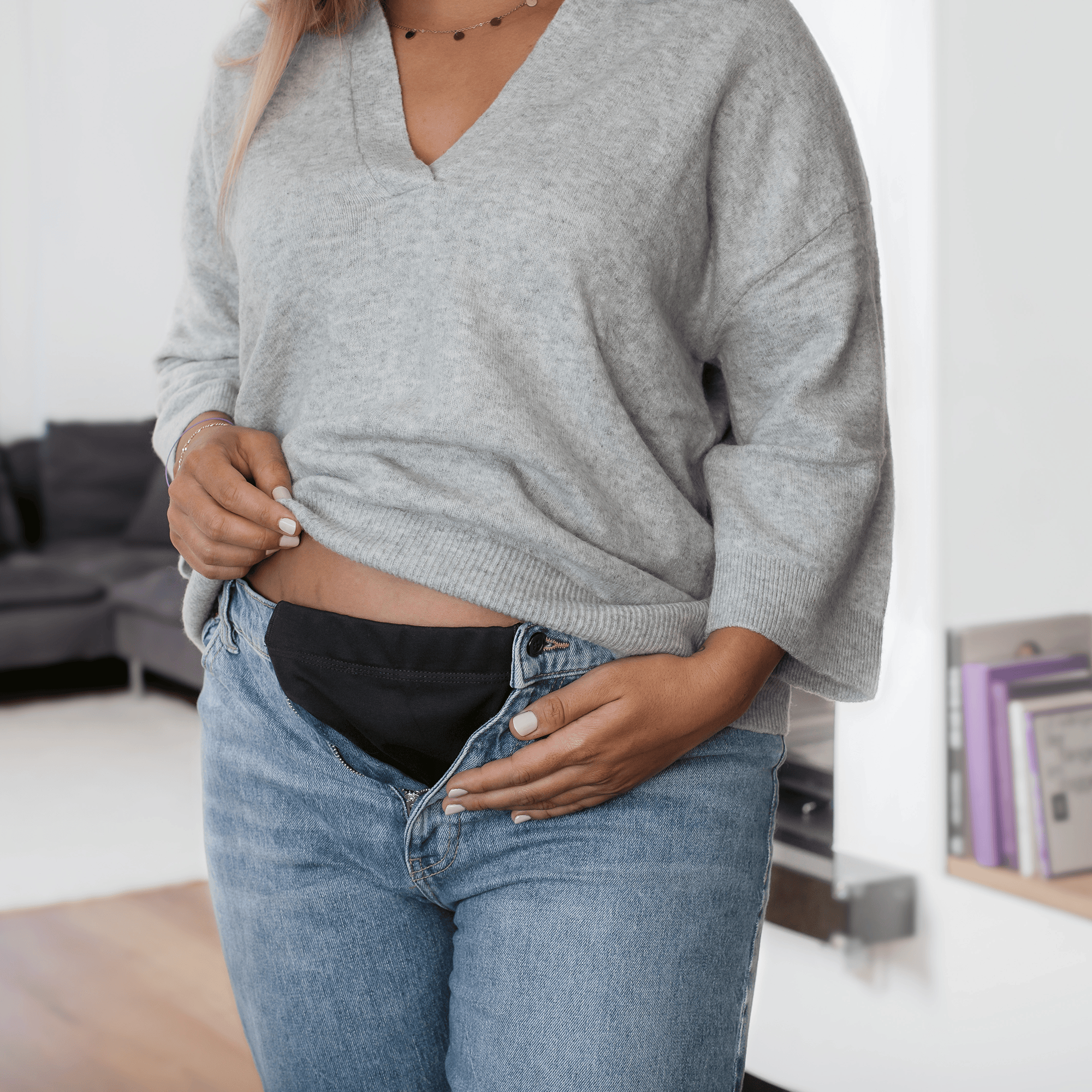 Umstandshosen, reer mama, Schwarz – Besonderheit: längeres und bequemes Tragen der vorhandenen Hosen