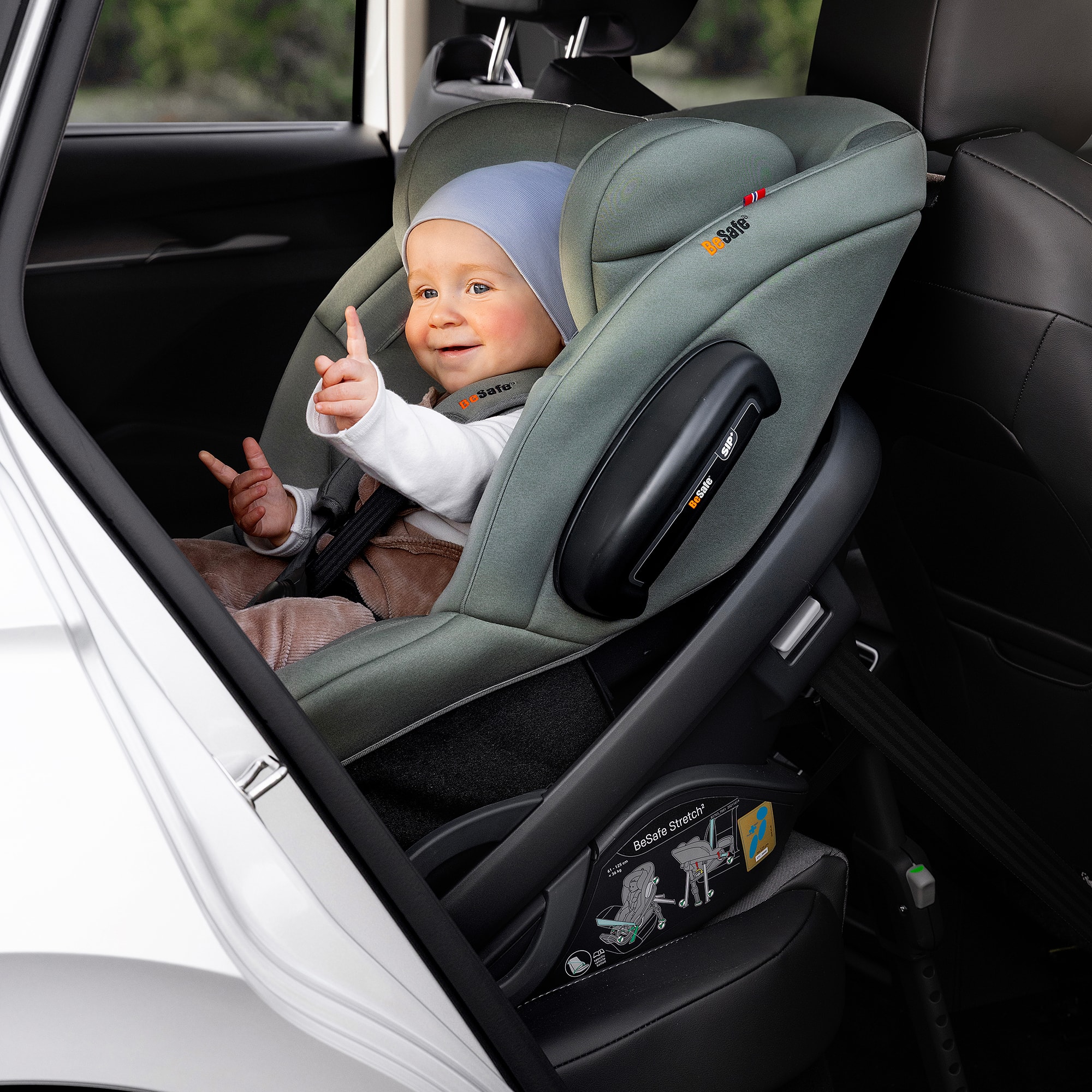 Kindersitze 9-36 kg, Gruppe 1/2/3, BeSafe, Grün – Besonderheit: rückwärtsgerichtetes Fahren für Kinder von ca. 6 Monate bis 7 Jahre