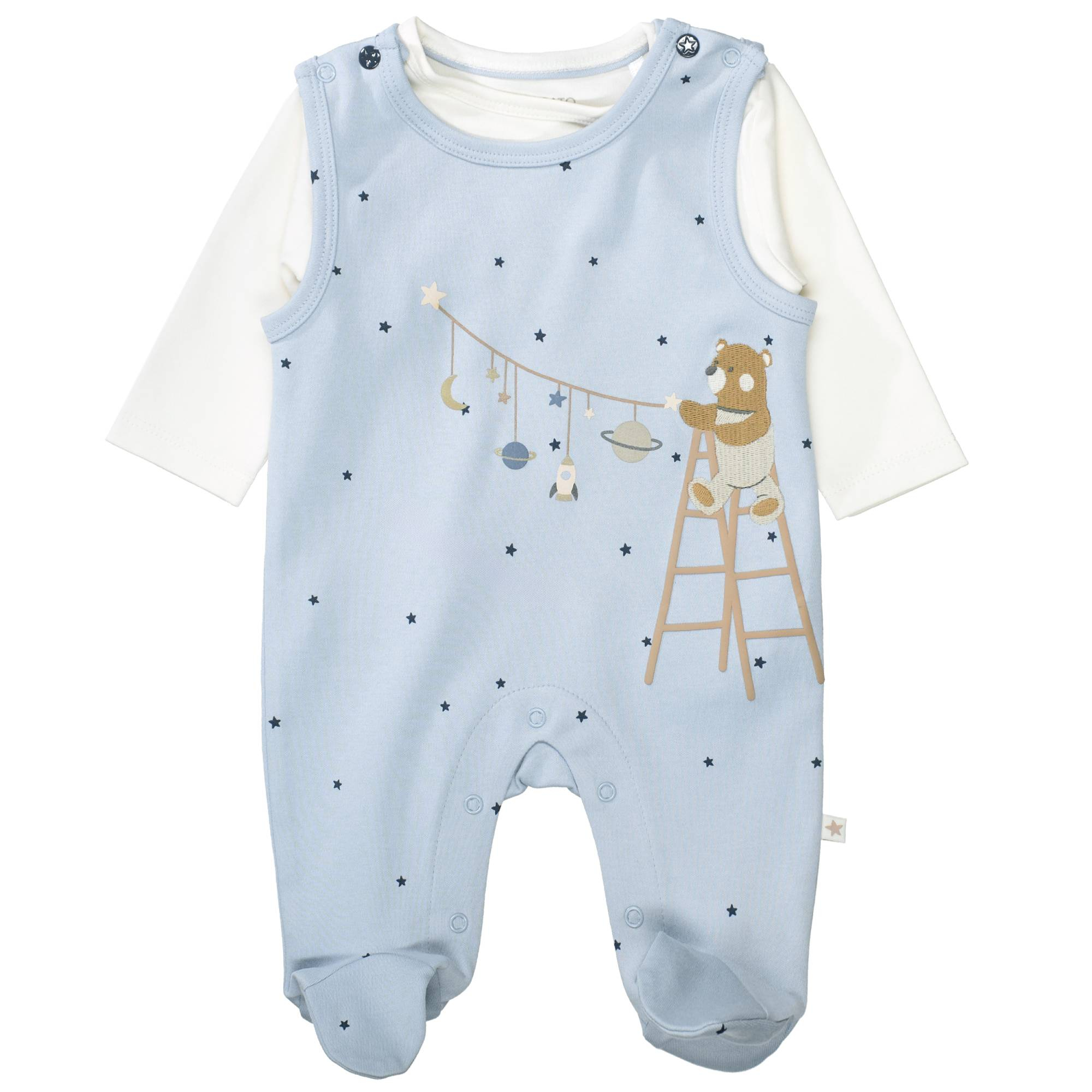 Strampler, STACCATO, Blau – Besonderheit: Set aus Strampler & Langarmshirt