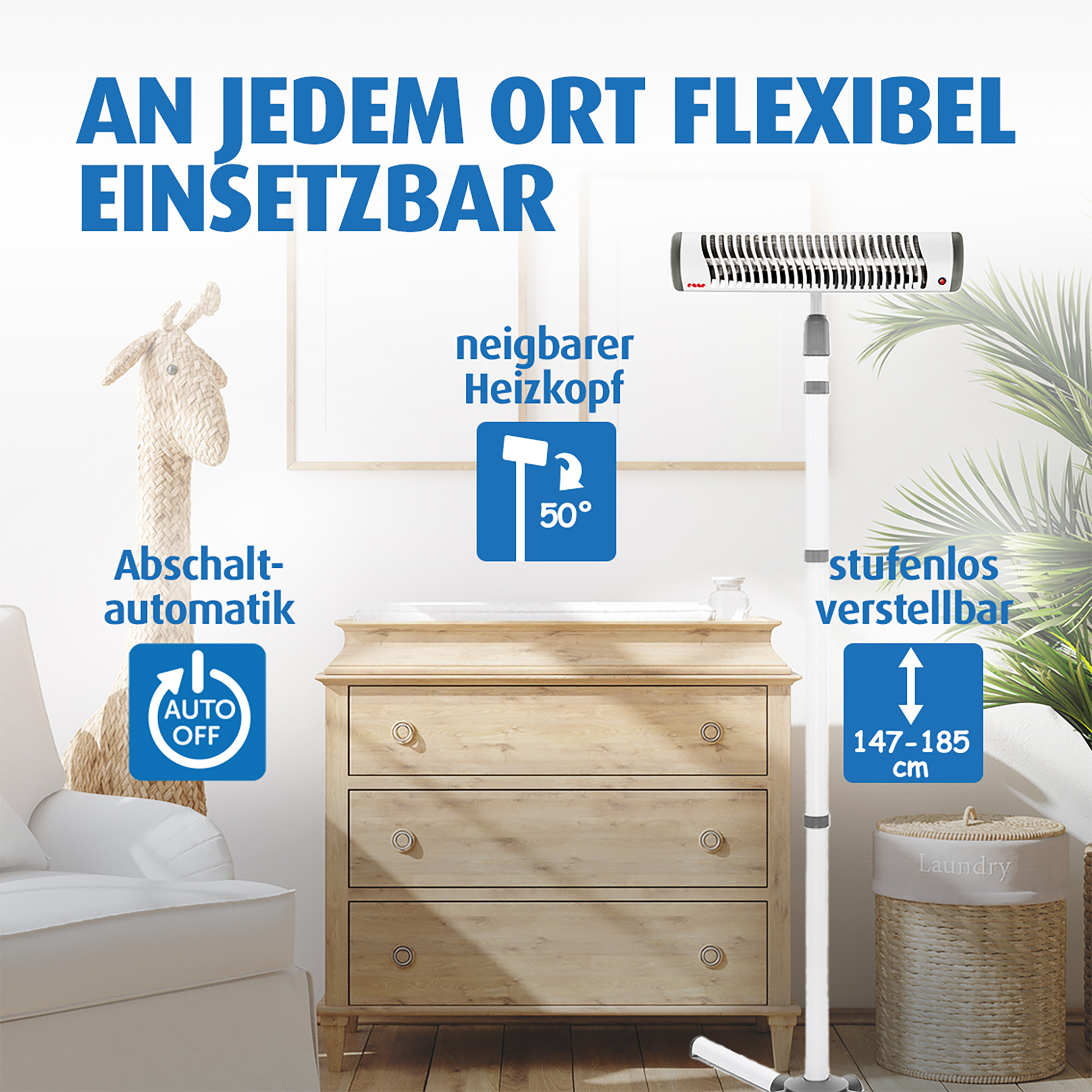Heizstrahler, reer, Weiß – Produktansicht