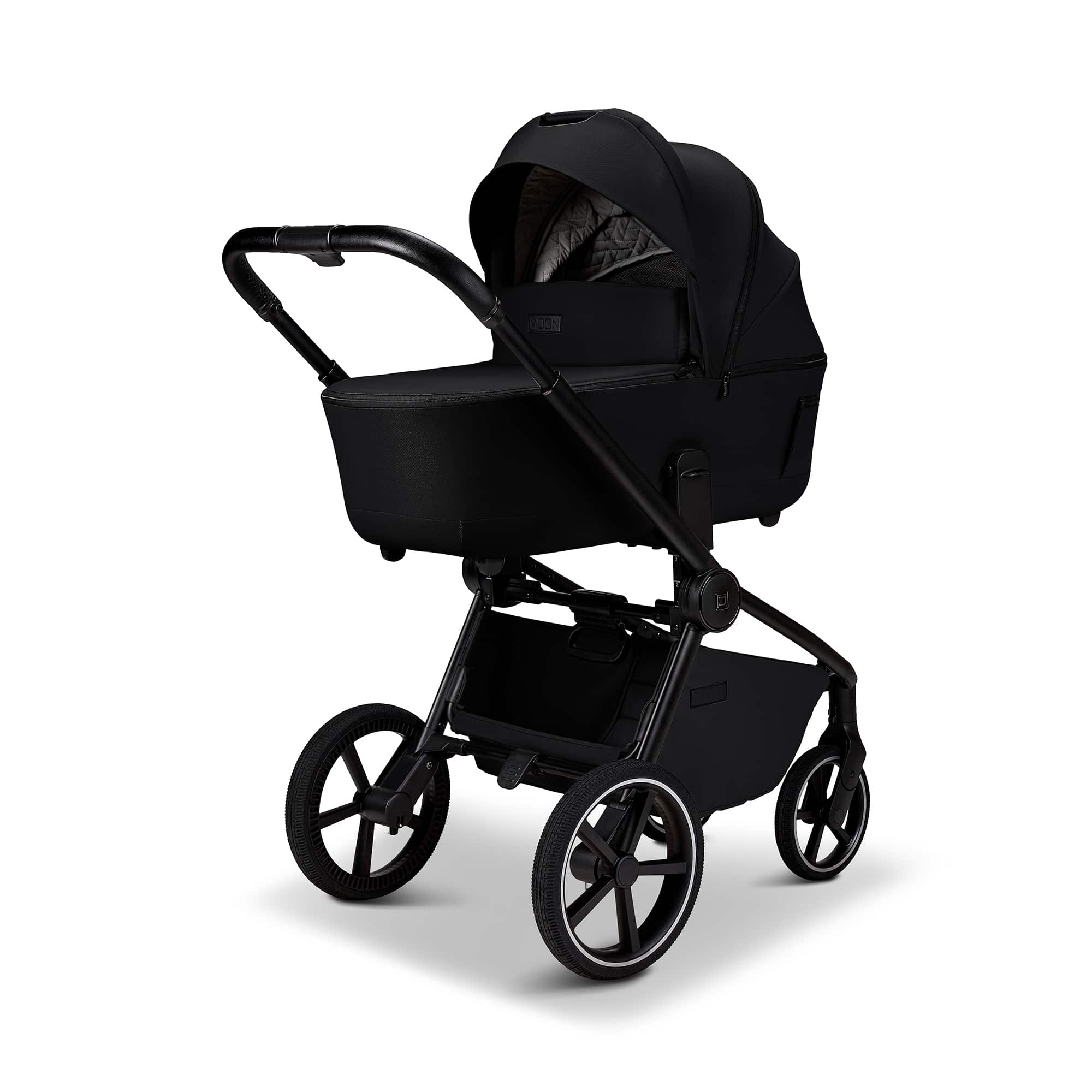 Kombi-Kinderwagen, MOON, Schwarz – Besonderheit: adapterlose Höhenverstellung an Wanne und Sportsitz
