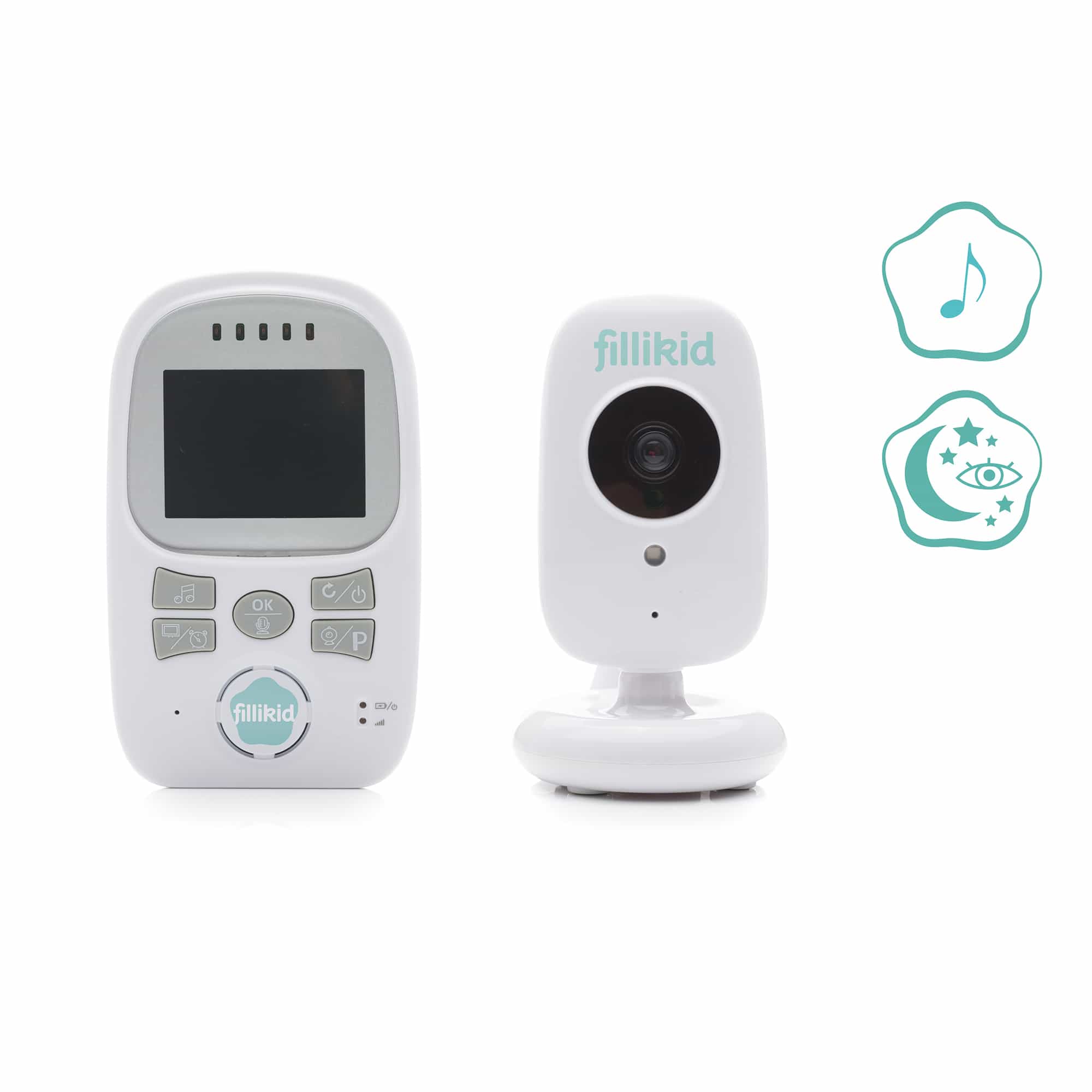 Video Babyphone, fillikid, Weiß – Besonderheit: Videofunktion mit Nachtsichtmodus