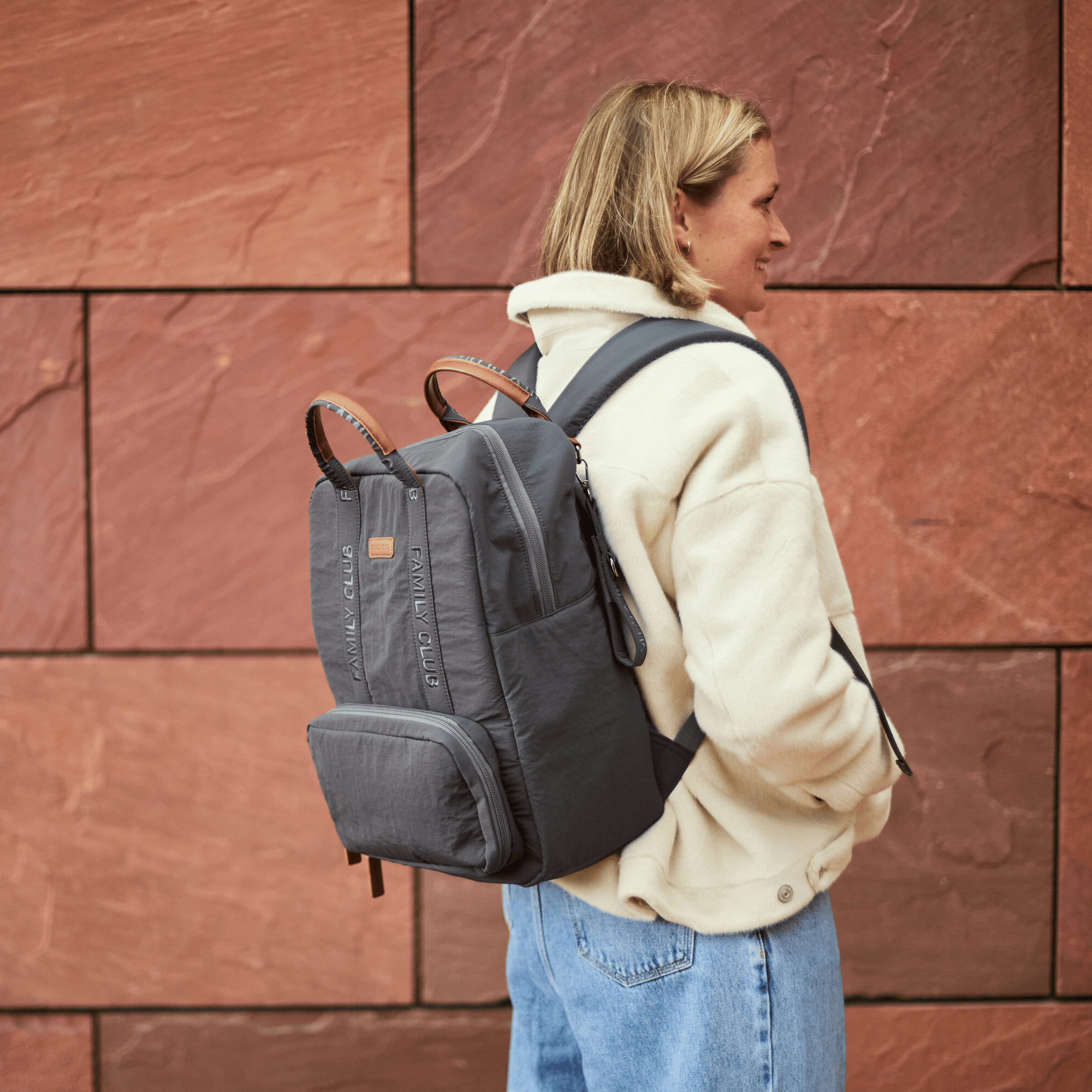 Wickelrucksäcke, CHILDHOME, Grau – Besonderheit: inklusive Wickelunterlage, Kinderwagenhaken und Trolley-Gurten