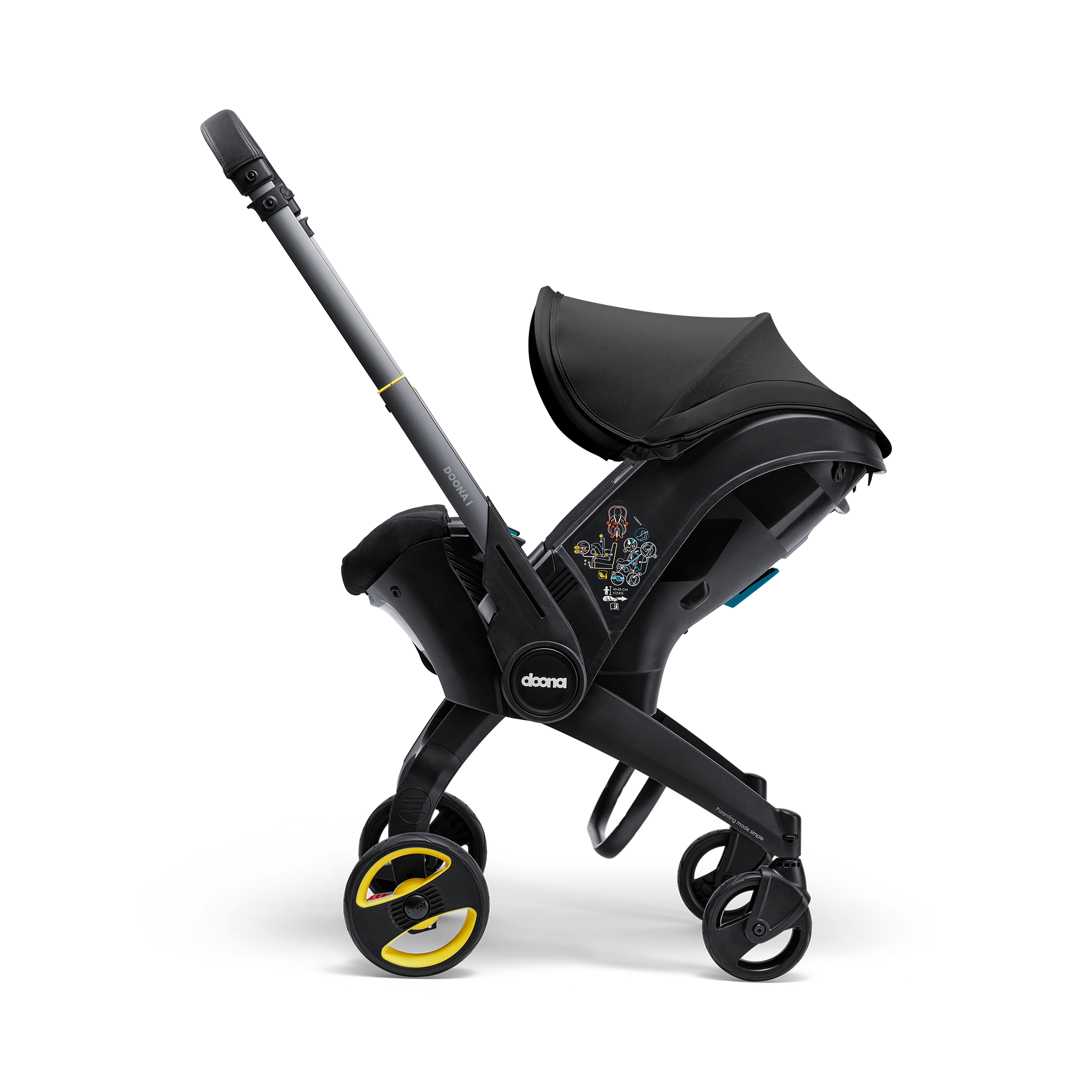 Babyschalen 0-13 kg, Gruppe 0+, doona, Schwarz – Produktansicht
